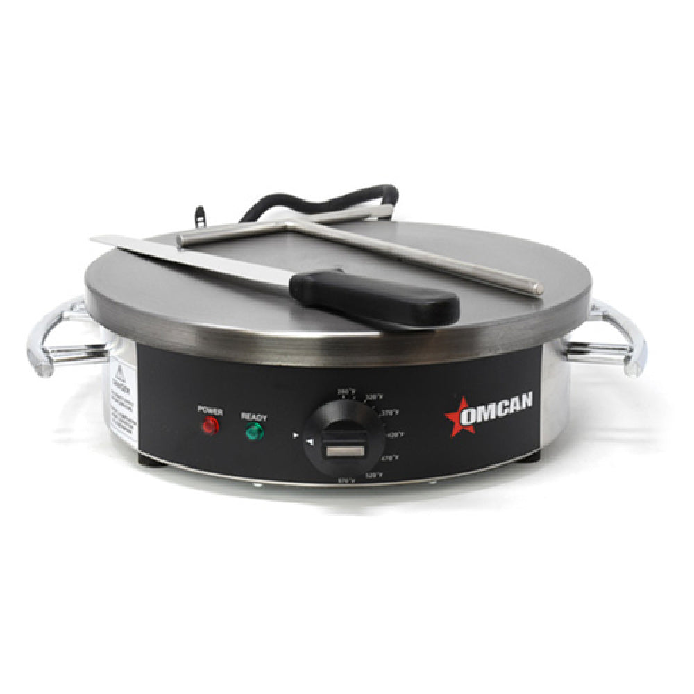 Omcan 39579 14 Inch Electric Crepe Griddle with Polished Cast Iron Plate