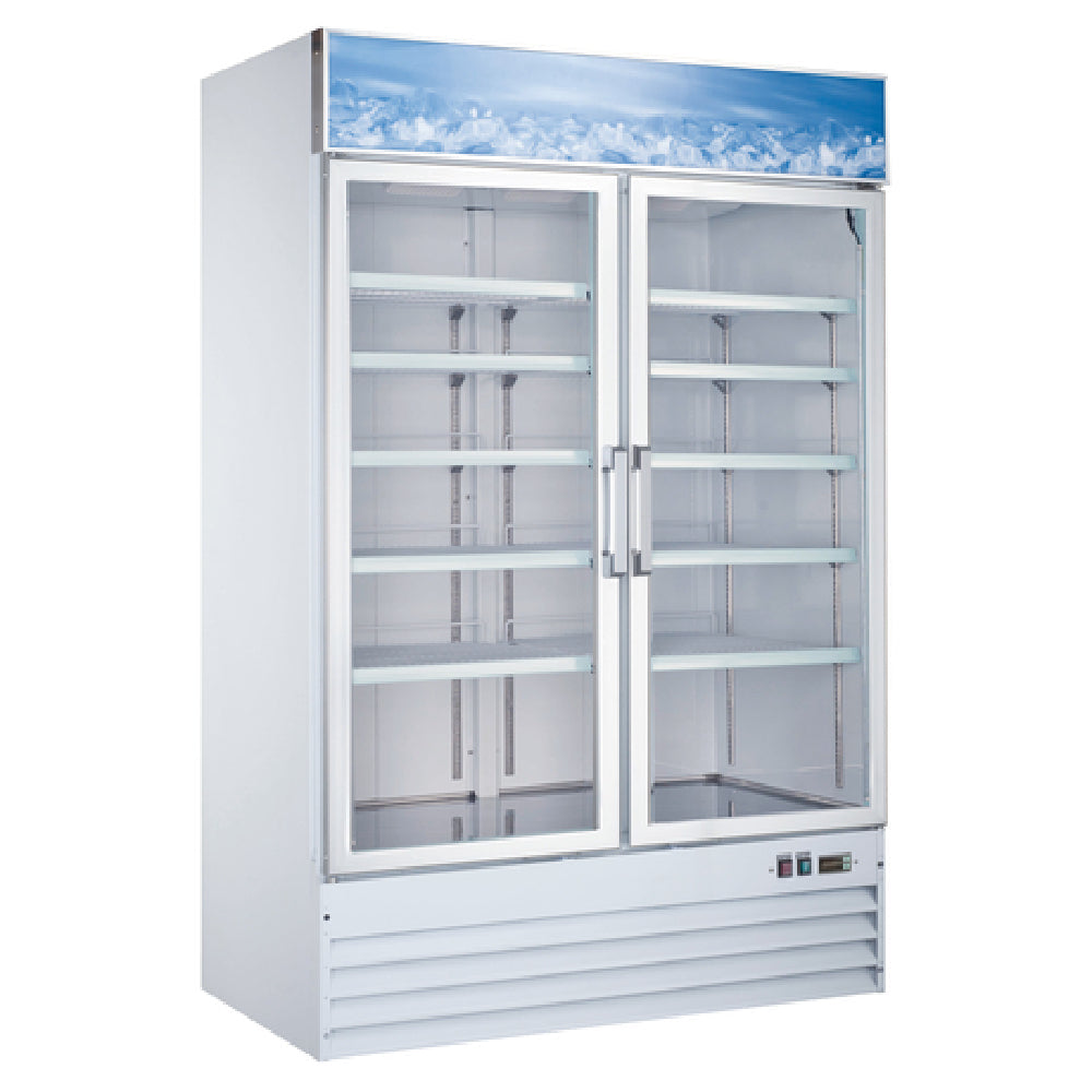 Omcan 50075 53 Inch Freezer Reach-in Display 45 cu ft Two-section