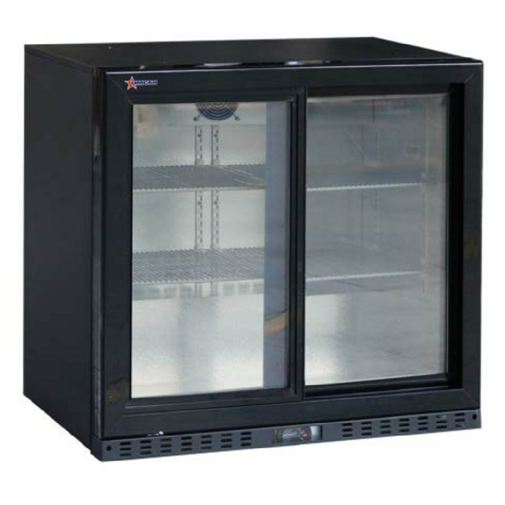 Omcan 47587 35 Inch Two-section Refrigerated Back Bar Beverage Cooler Black Steel