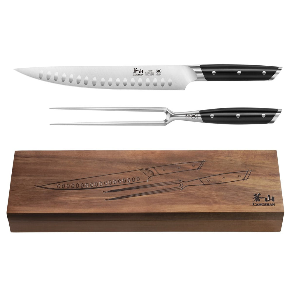 Cangshan 10301855 AKKA Series 2-Piece Carving Set with Acacia Box