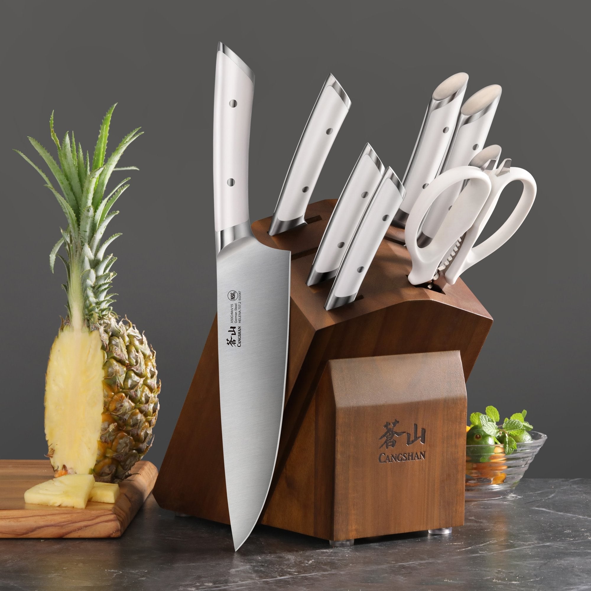 Cangshan 503473 HELENA 10-Piece Knife Block Set - White / 10-Piece