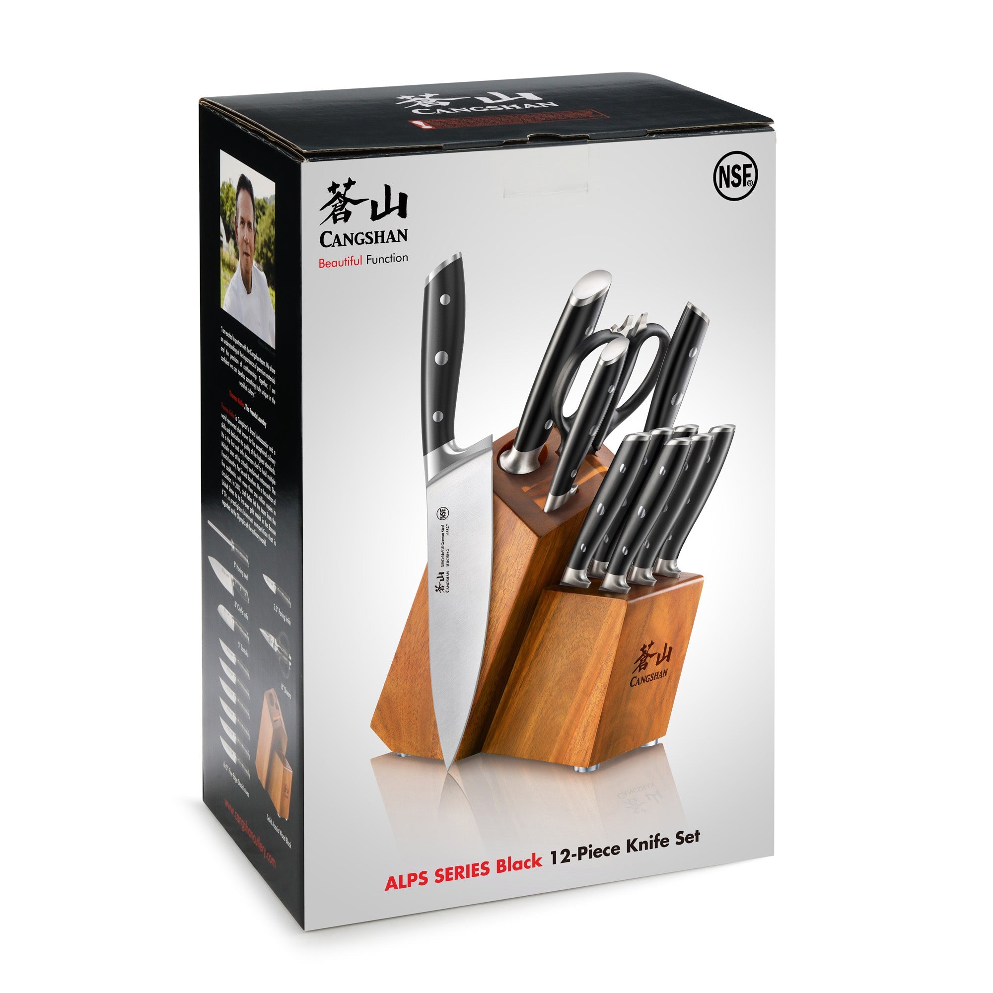 Cangshan 1026665 ALPS Series 12-Piece Knife Block Set - White