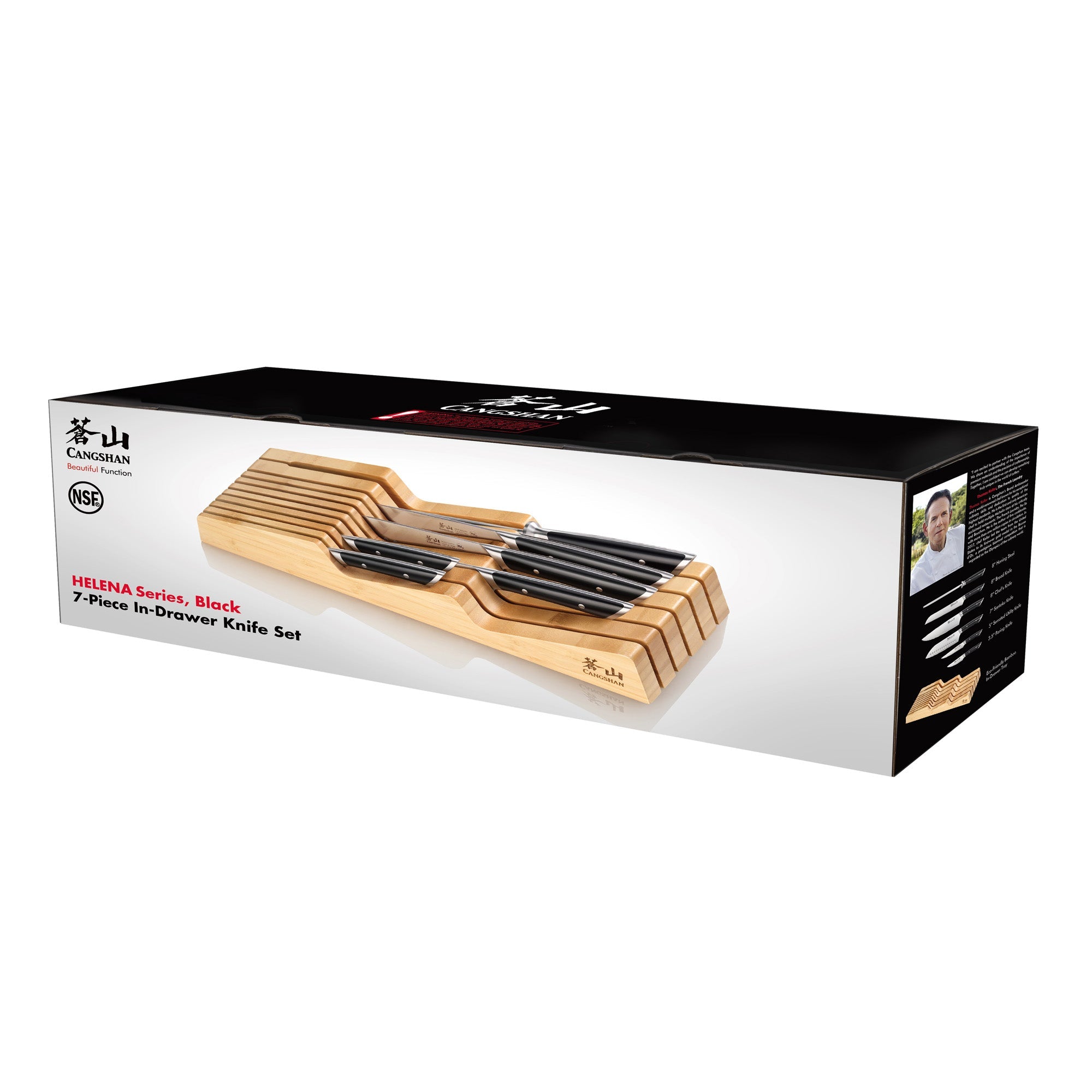 Cangshan 503442 HELENA Series 7-Piece In-Drawer Knife Set - White