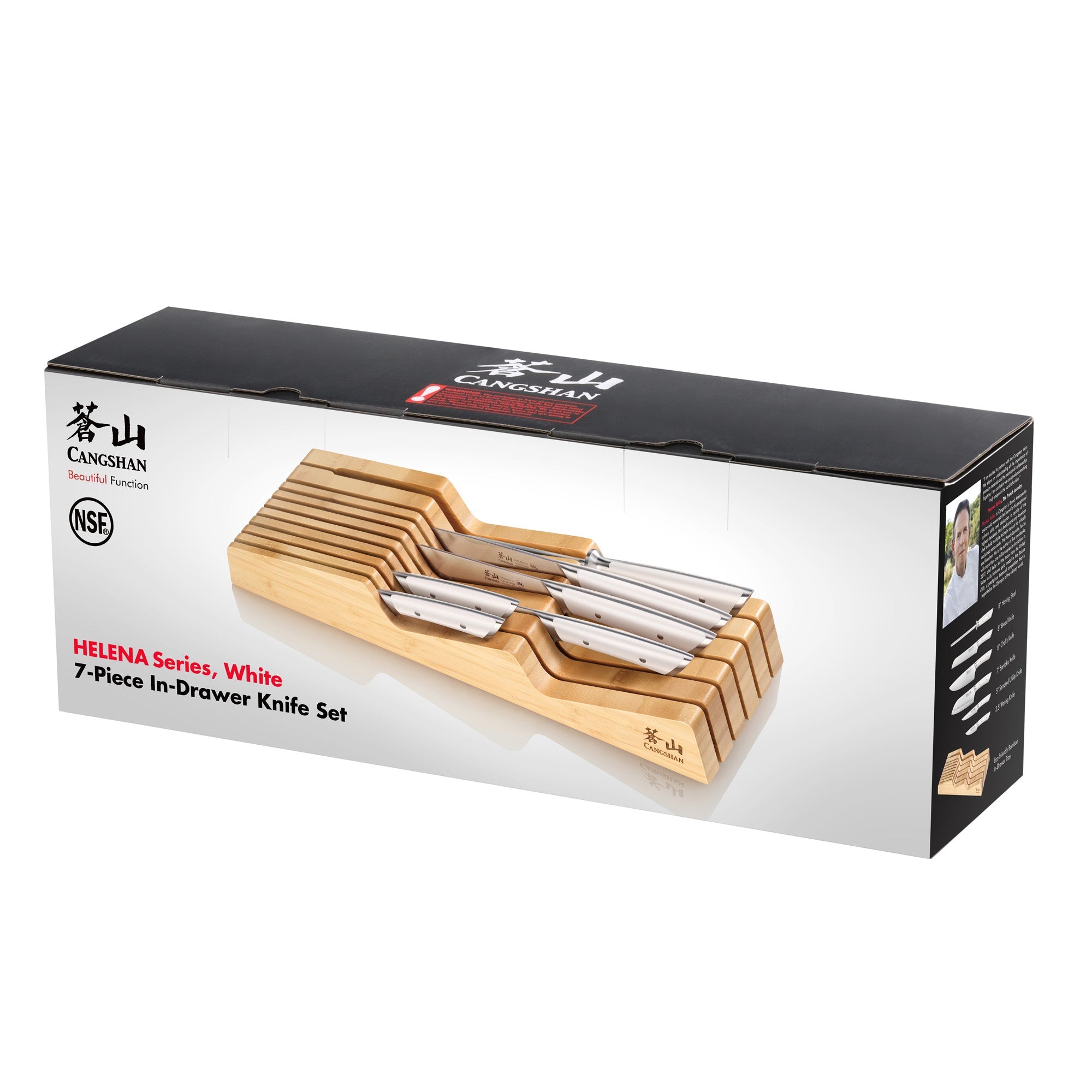 Cangshan 503442 HELENA Series 7-Piece In-Drawer Knife Set - White