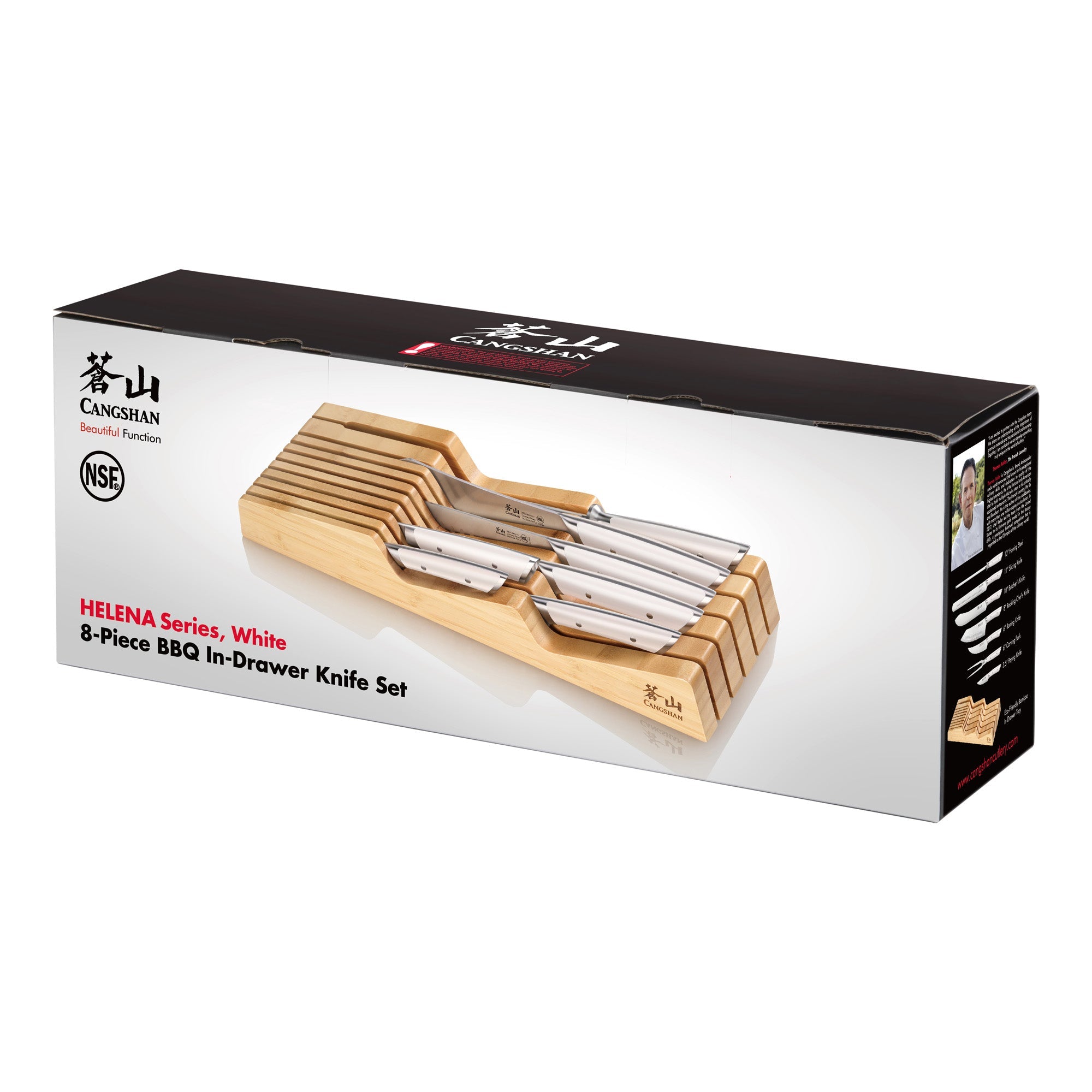 Cangshan 503459 HELENA Series 8-Piece In-Drawer BBQ Knife Set - White
