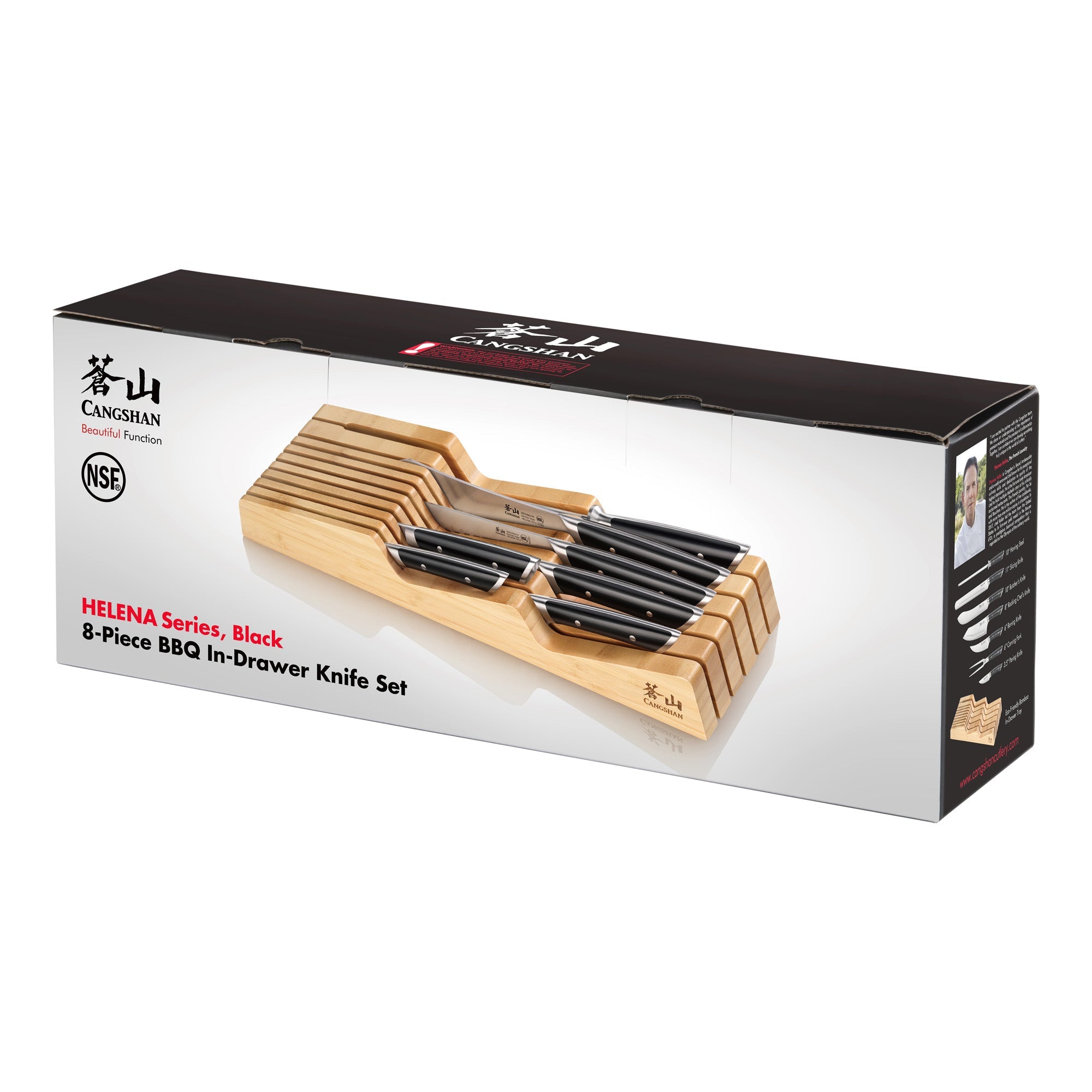 Cangshan 503459 HELENA Series 8-Piece In-Drawer BBQ Knife Set - White