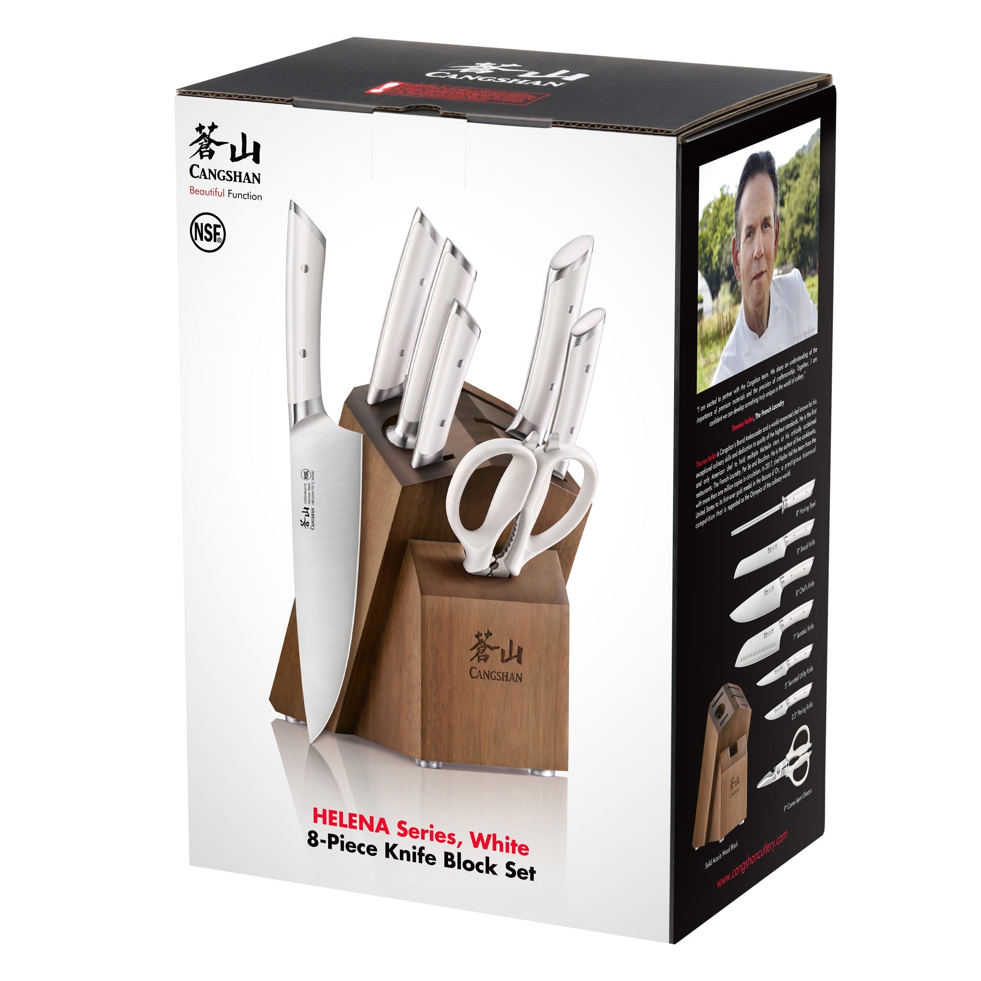 Cangshan 503282 HELENA Series 8-Piece Knife Block Set - Black / 8-Piece