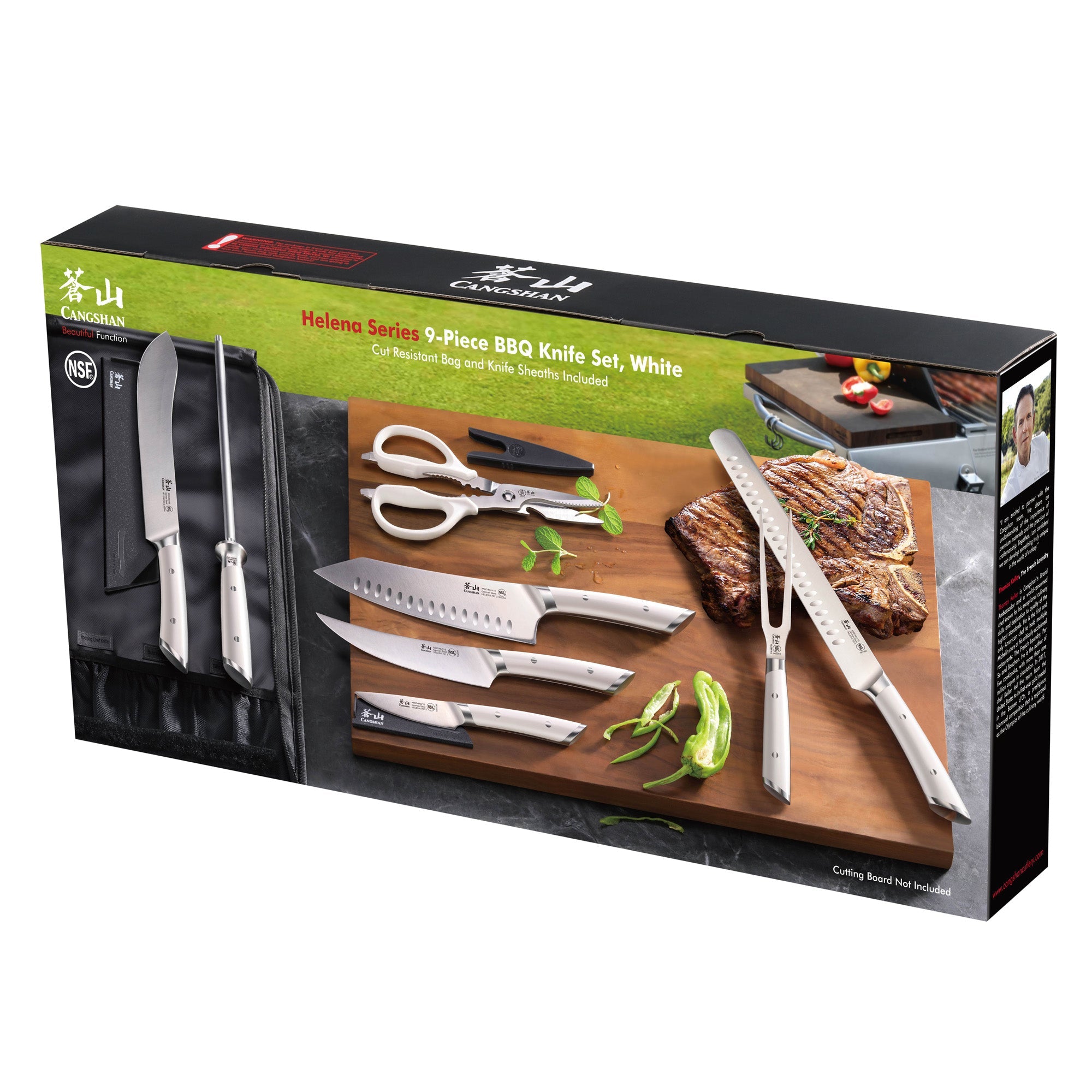Cangshan 503435 HELENA Series 9-Piece BBQ Knife Set - White