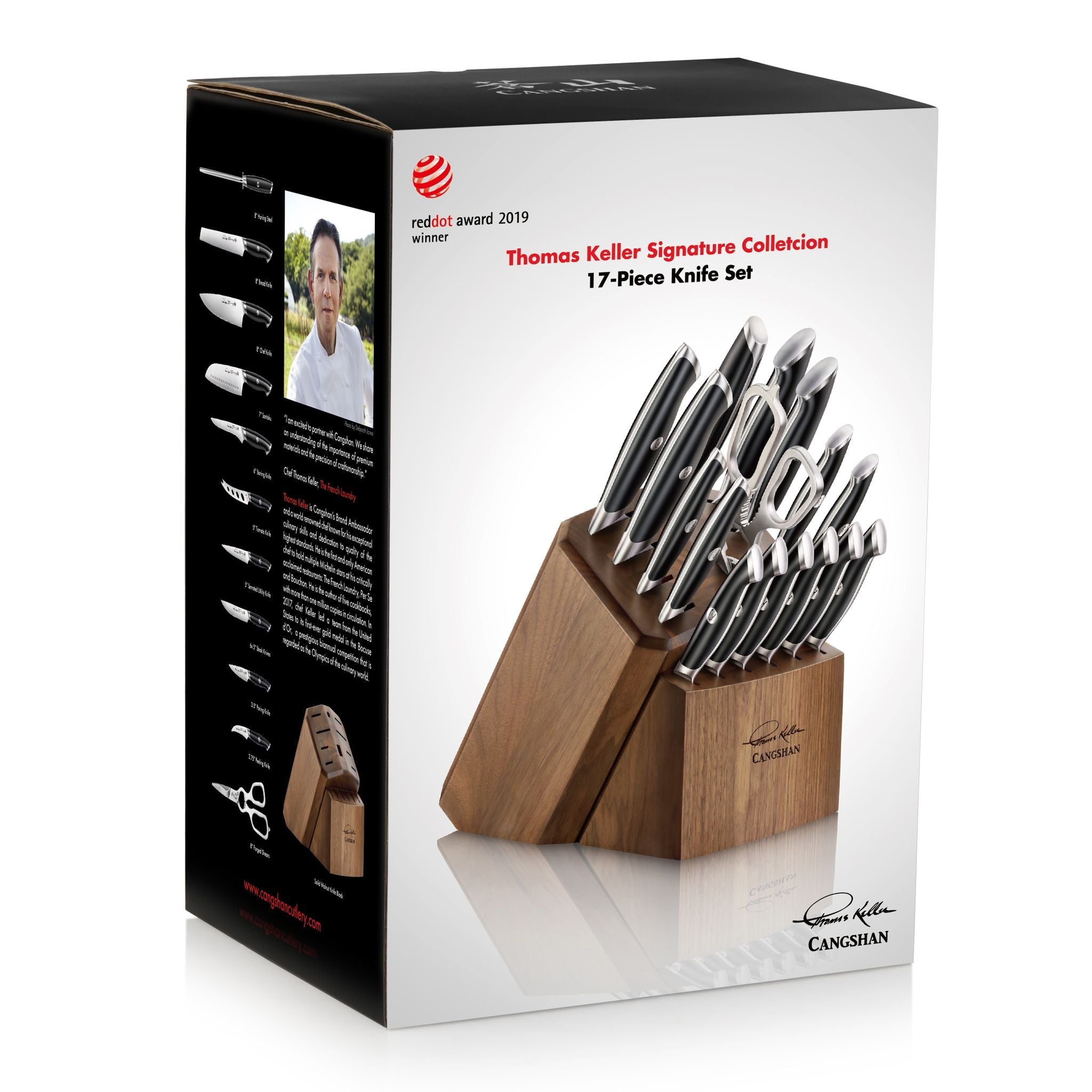 Cangshan 1024715 TKSC 17-Piece Knife Block Set - Black