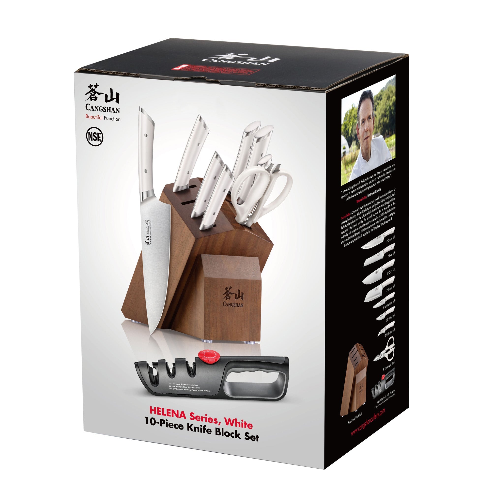 Cangshan 503473 HELENA 10-Piece Knife Block Set - White / 10-Piece