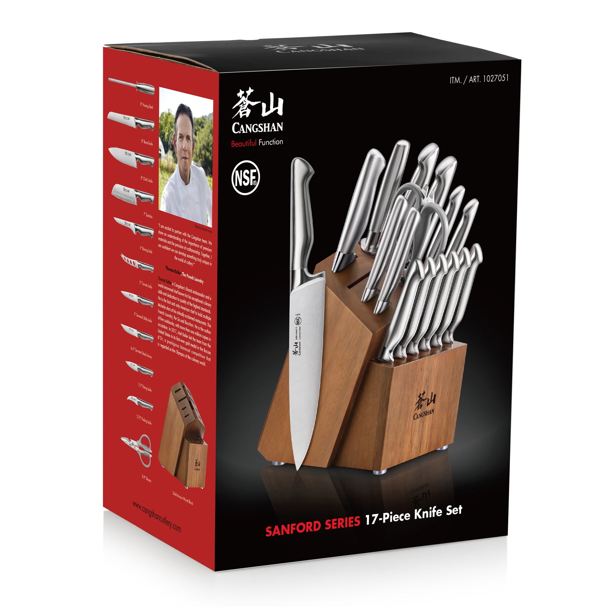 Cangshan 1027051 SANFORD Series 17-Piece Knife Block Set