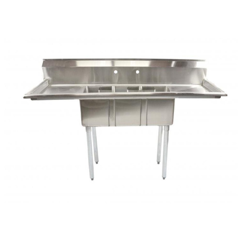 Omcan 39764 62 Inch Space Saver Sink 14 Inch x 10 Inch Bowls with Backsplash and Drains