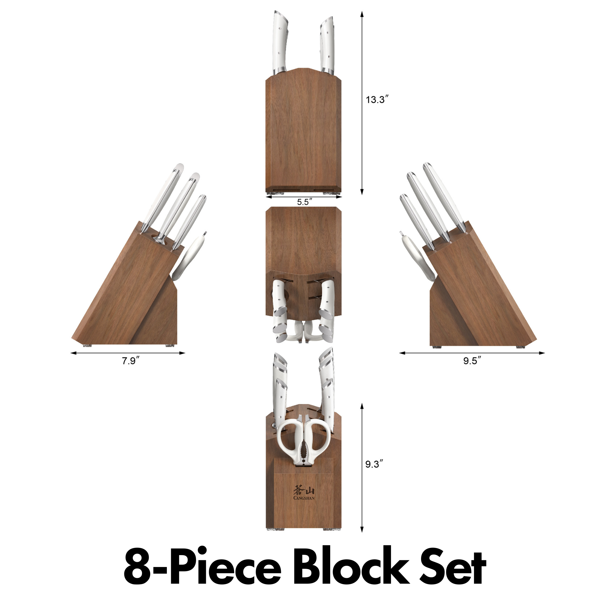Cangshan 503466 HELENA Series 8-Piece Knife Block Set - White / 8-Piece