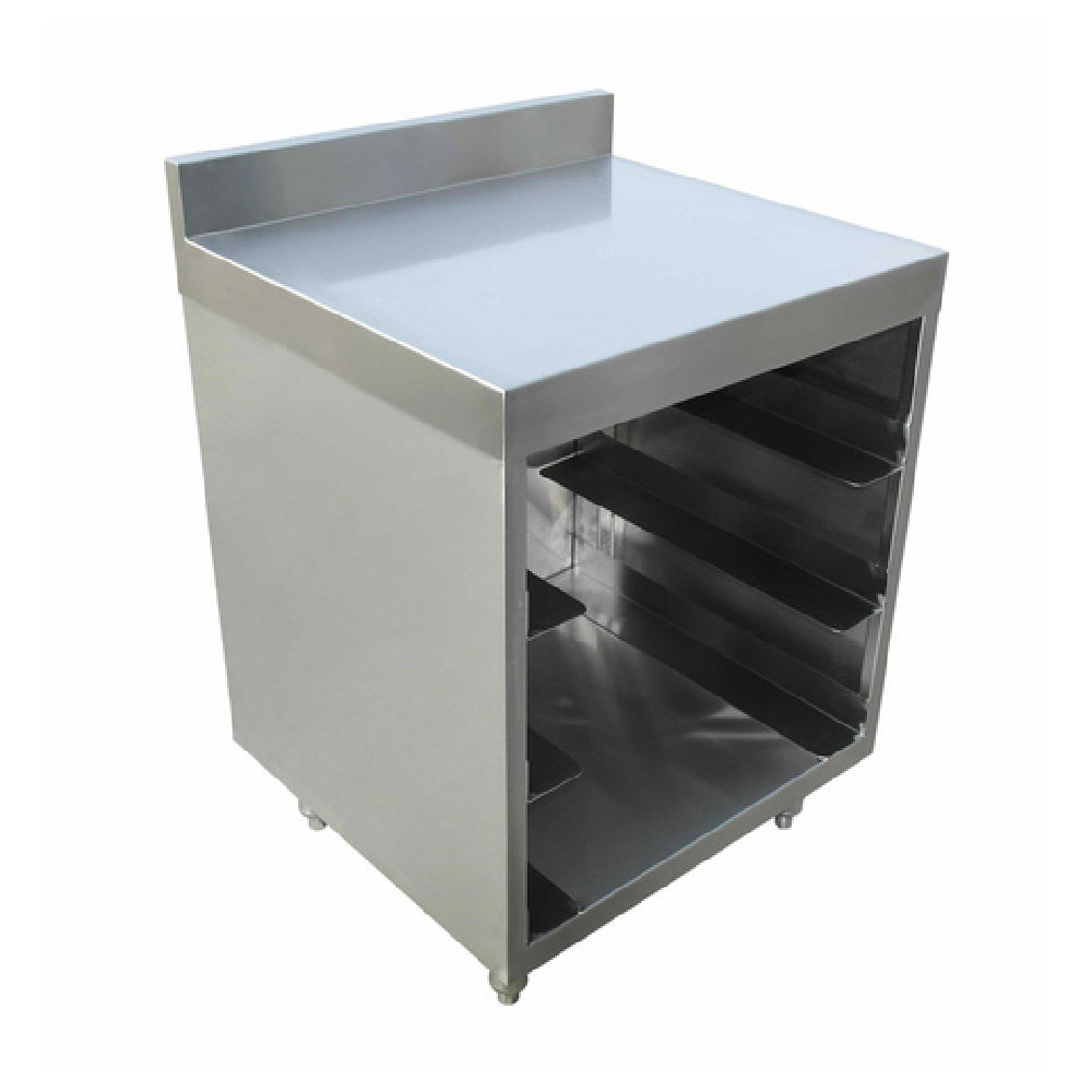 Omcan 44595 24 Inch Open Front Glass Rack Storage Unit with Backsplash Stainless Steel