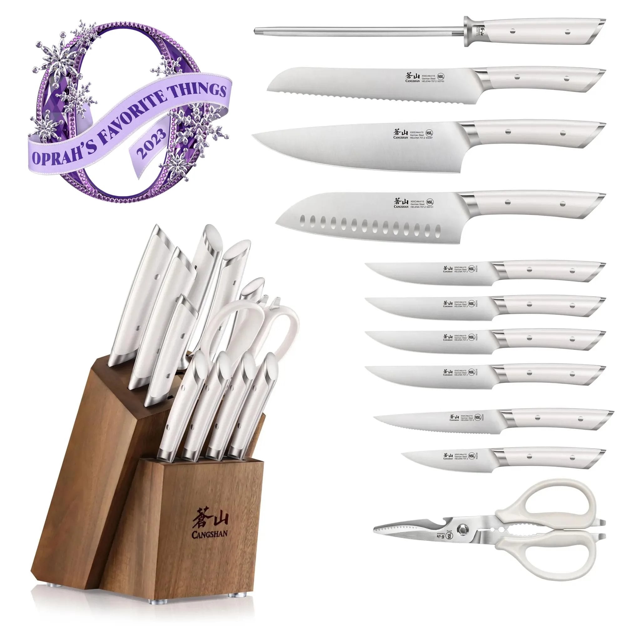 Cangshan 503312 HELENA Series 12-Piece Knife Block Set - Black / 12-Piece