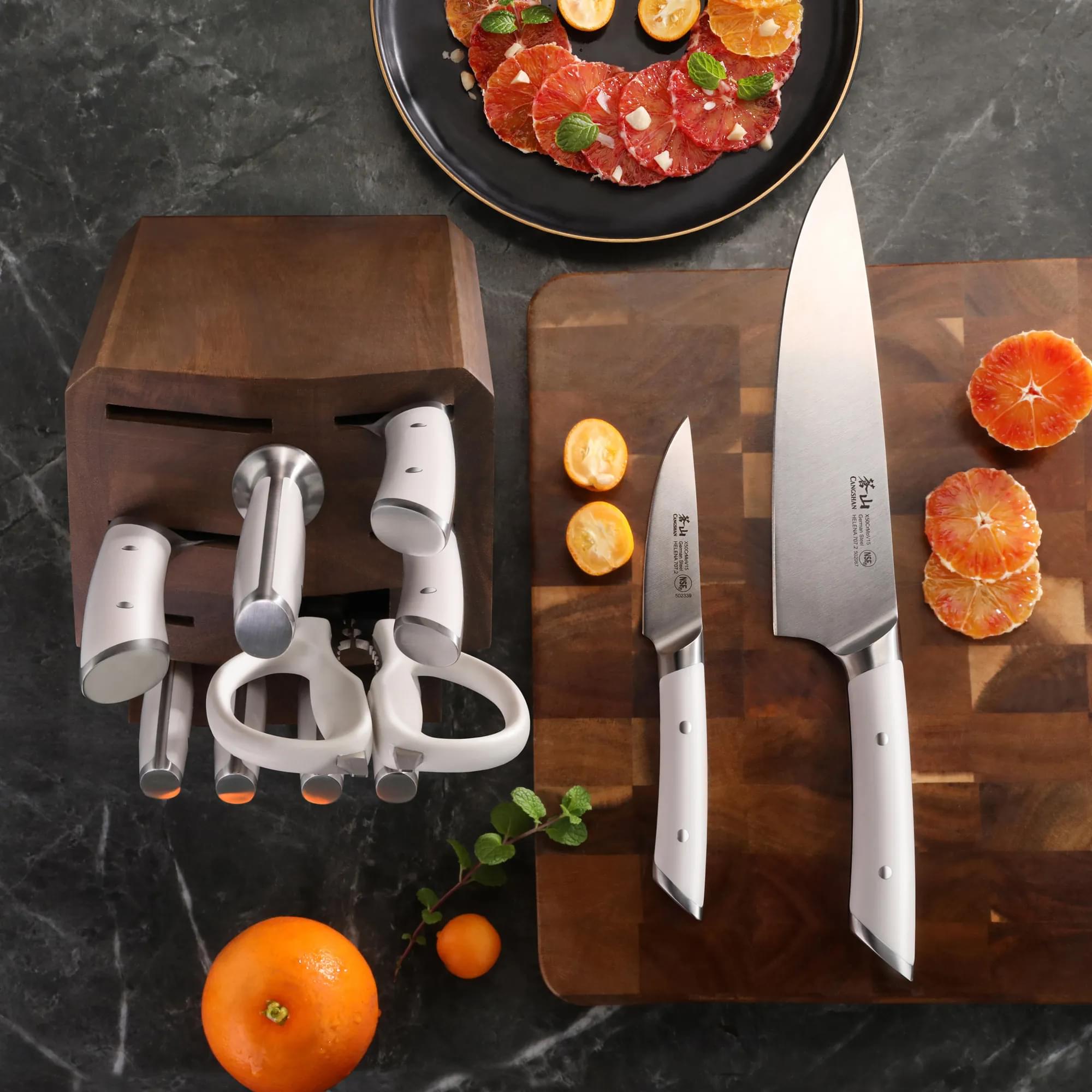 Cangshan 503497 HELENA Series 12-Piece Knife Block Set - White / 12-Piece