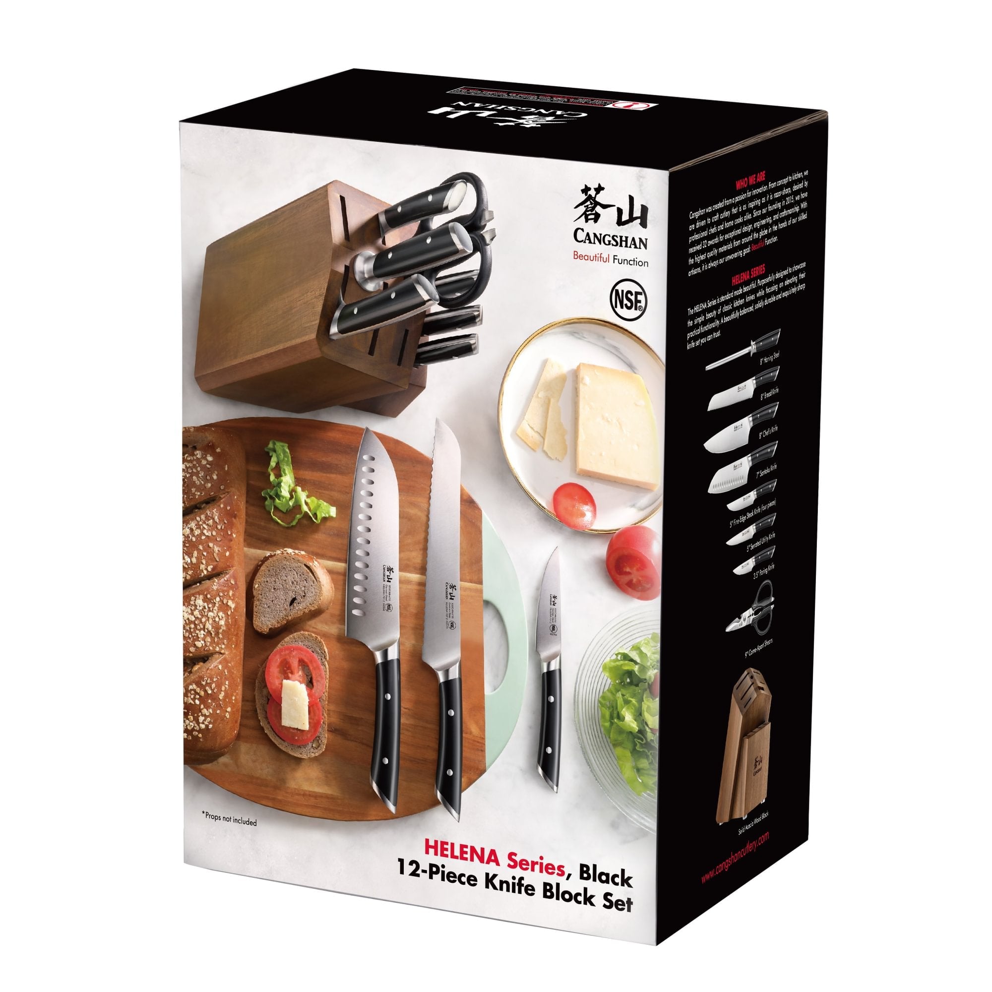 Cangshan 503497 HELENA Series 12-Piece Knife Block Set - White / 12-Piece