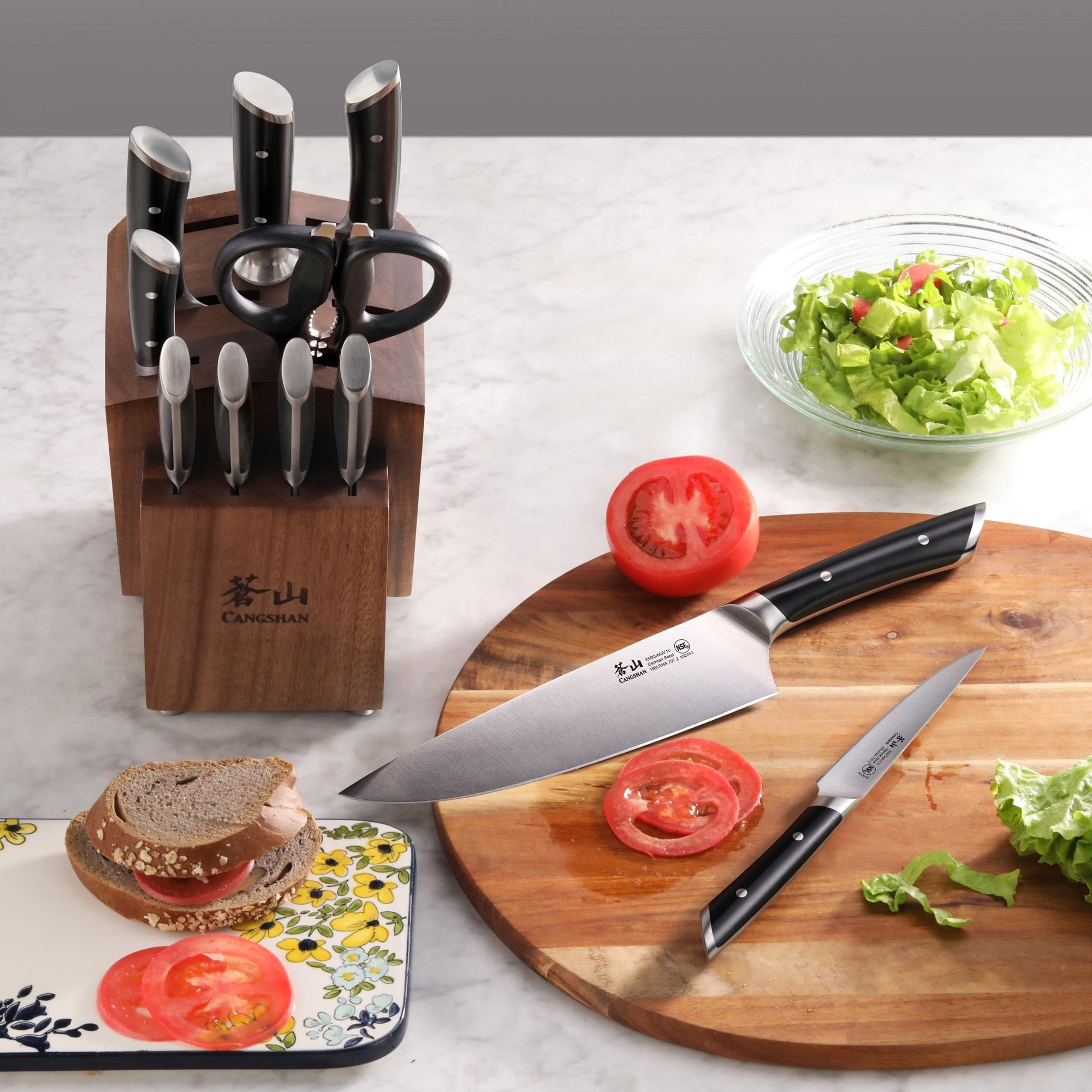 Cangshan 503312 HELENA Series 12-Piece Knife Block Set - Black / 12-Piece