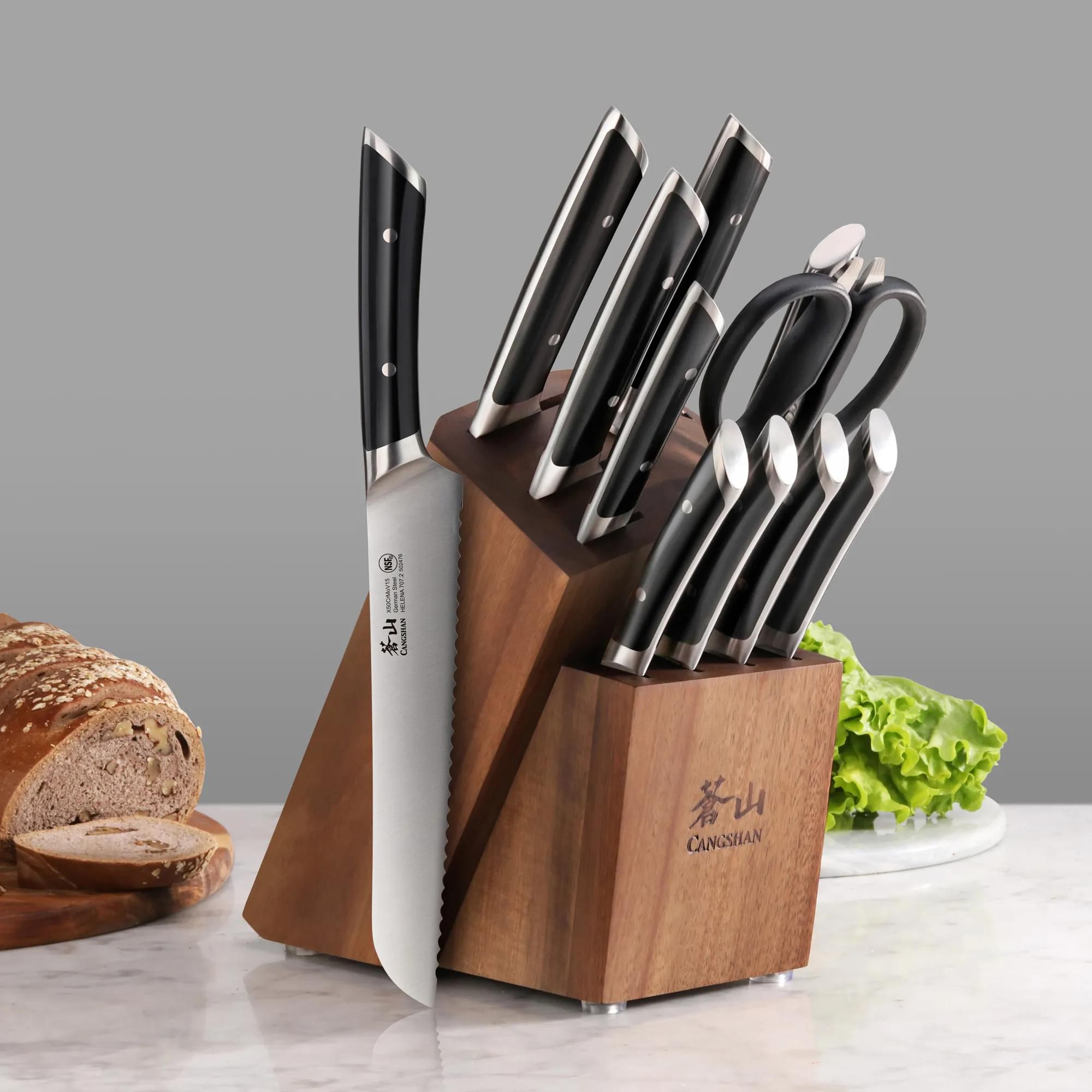Cangshan 503497 HELENA Series 12-Piece Knife Block Set - White / 12-Piece