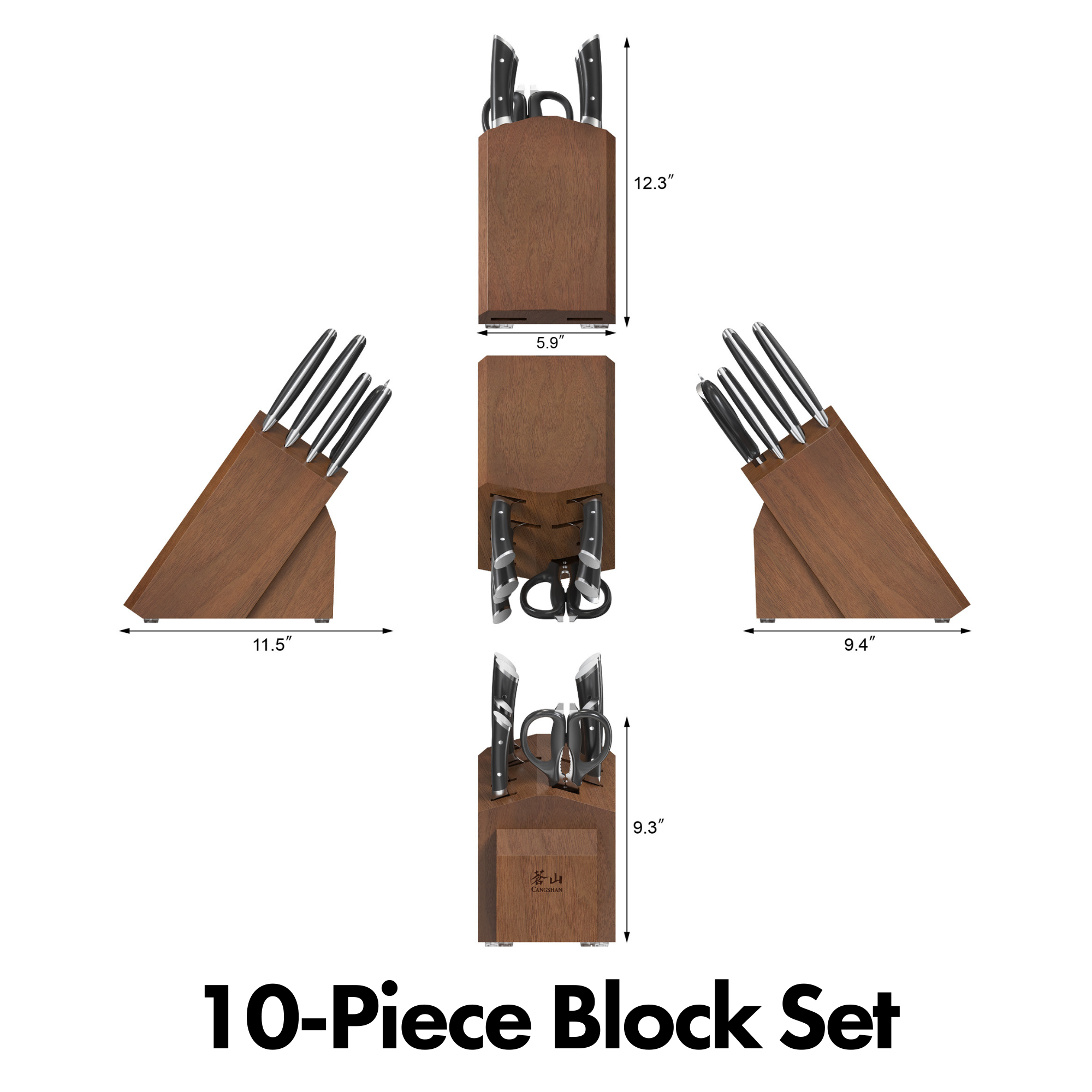 Cangshan 503299 HELENA 10-Piece Knife Block Set - Black / 10-Piece