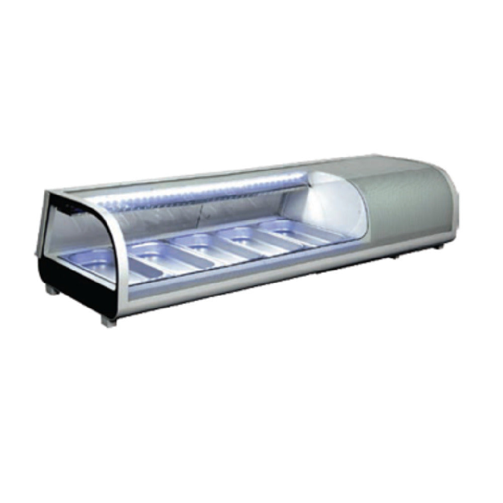Omcan 39997 53 Inch Sushi Display Case Refrigerated Stainless Steel Countertop