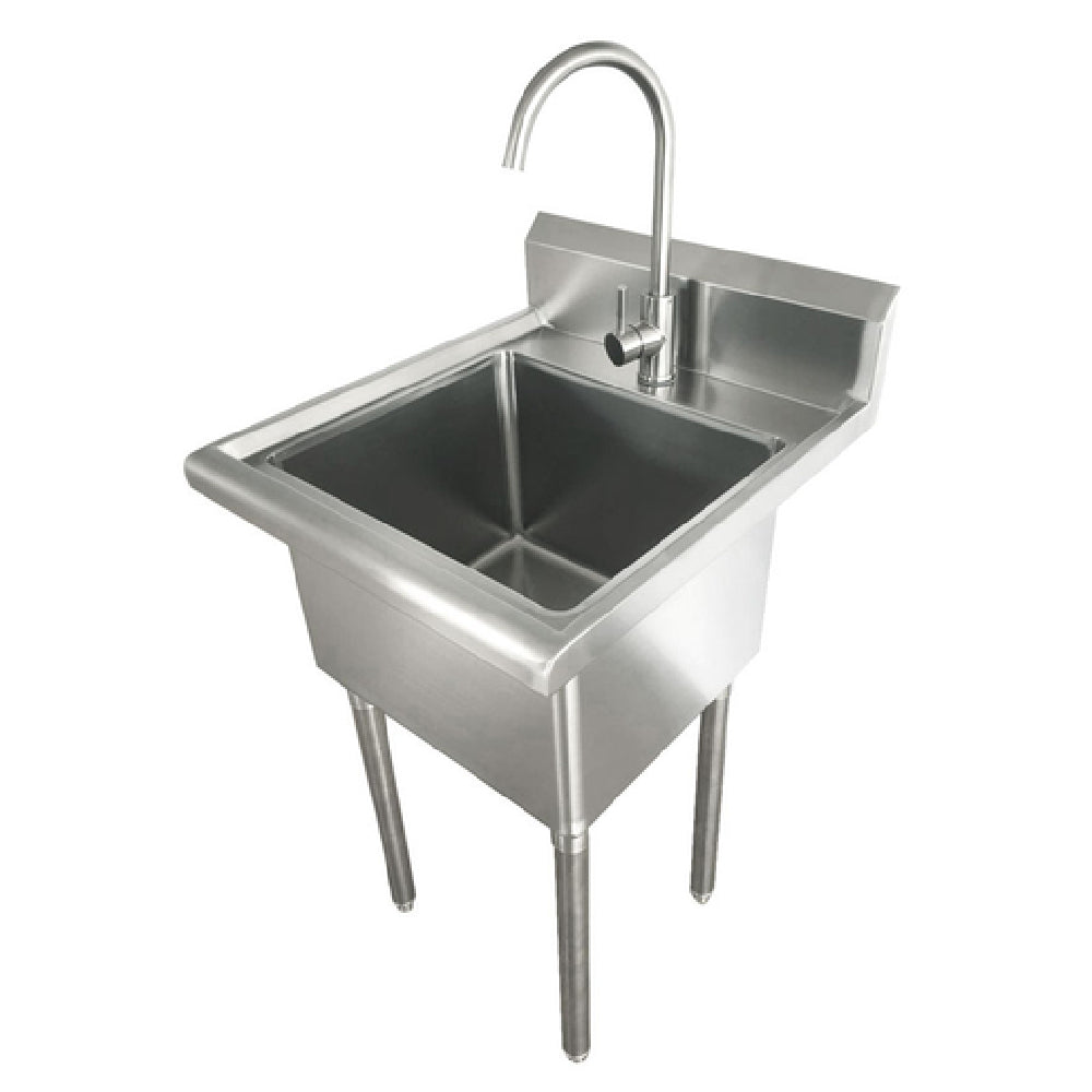 Omcan 44593 24 Inch One Compartment Laundry Sink with Gooseneck Faucet Stainless Steel