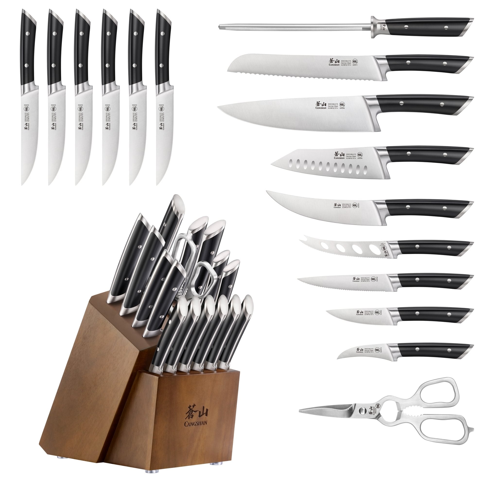 Cangshan 504197 OLYMPUS Series 17-Piece Knife Block Set
