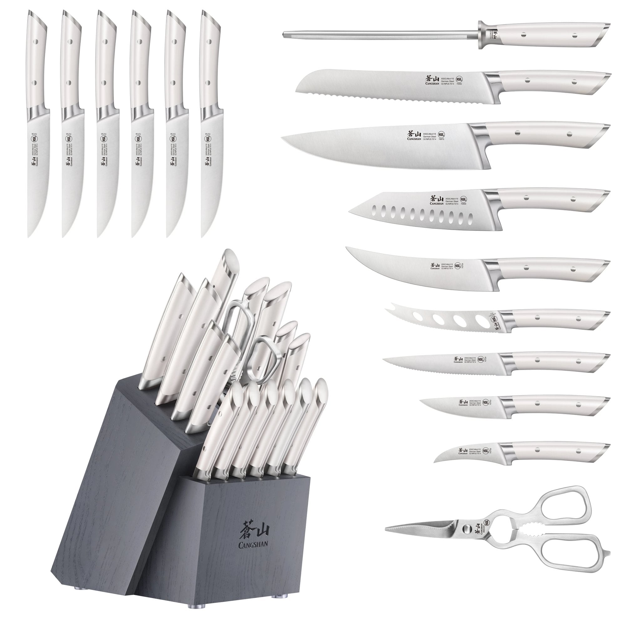 Cangshan 504197 OLYMPUS Series 17-Piece Knife Block Set