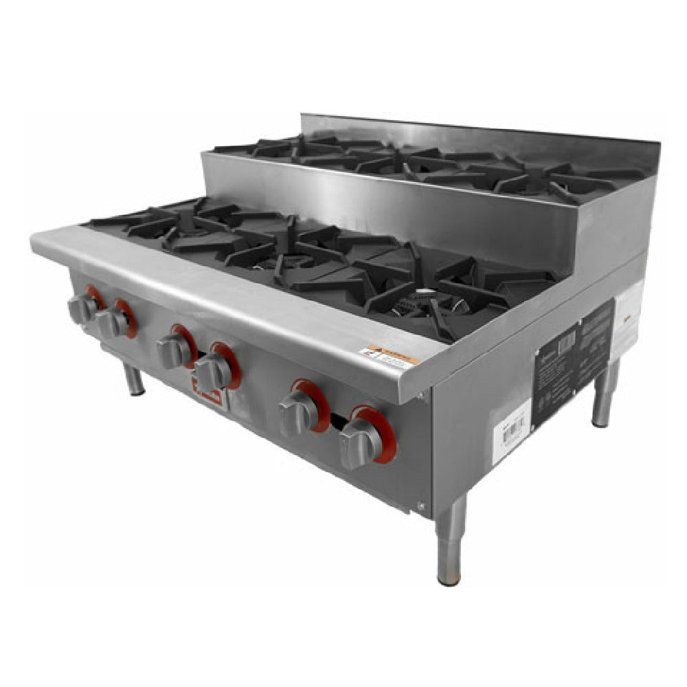 Omcan 47384 36 Inch Gas Hotplate with 3 Open Burners 156000 BTU