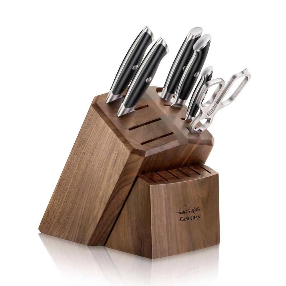 Cangshan 1025583 TKSC 7-Piece Knife Block Set with 8 Spare Slots - White