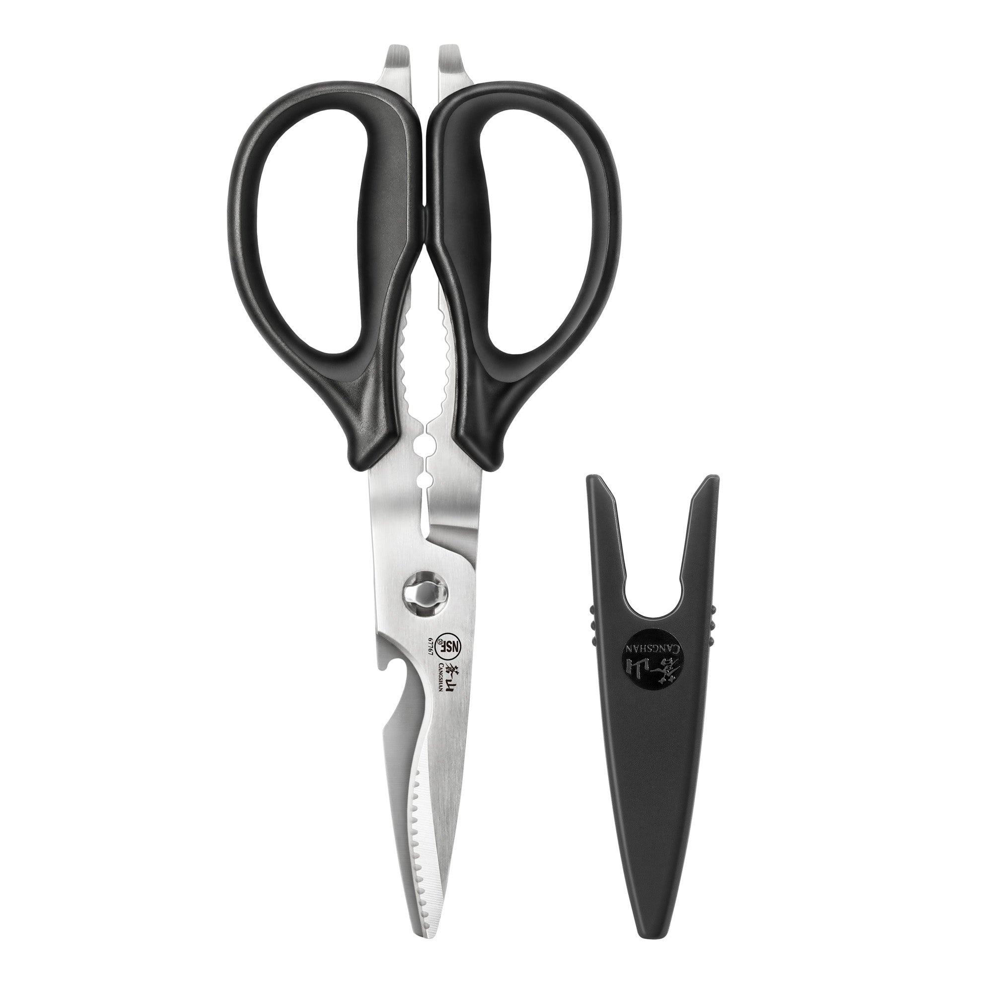 Cangshan 10300953 9-Inch Heavy Duty Utility Kitchen Shears with Blade Holder - White