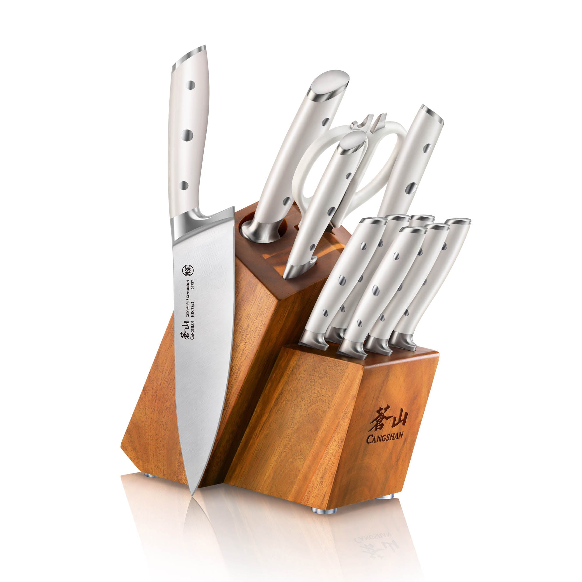 Cangshan 1026665 ALPS Series 12-Piece Knife Block Set - White