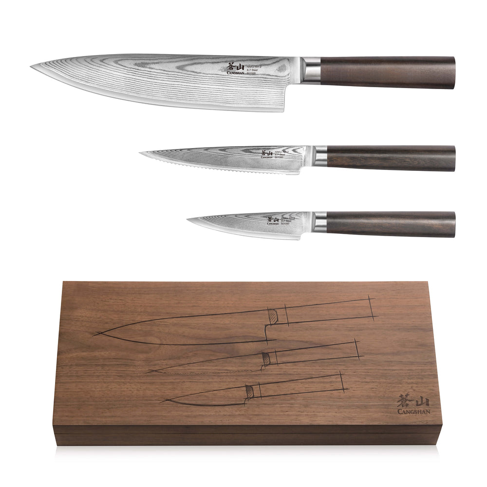 Cangshan 501172 HAKU Series 3-Piece Starter Set with Walnut Box