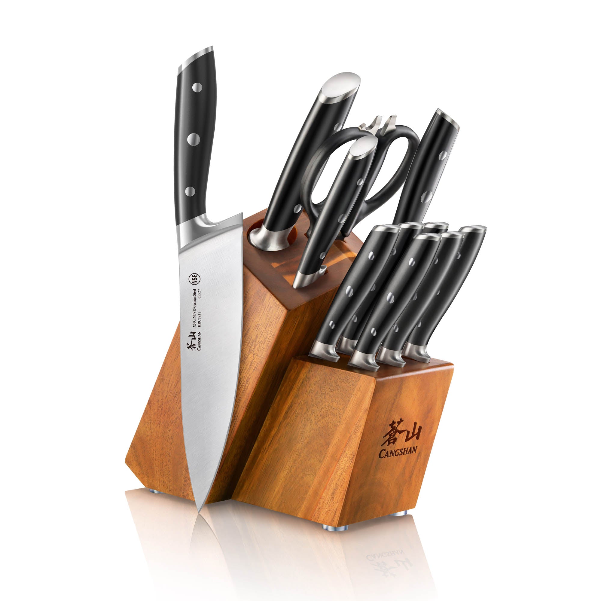 Cangshan 1026665 ALPS Series 12-Piece Knife Block Set - White