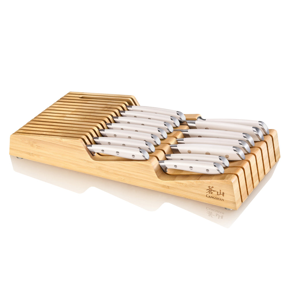Cangshan 502810 ALPS Series 15-Piece In-Drawer Knife Set with Bamboo Tray - Black