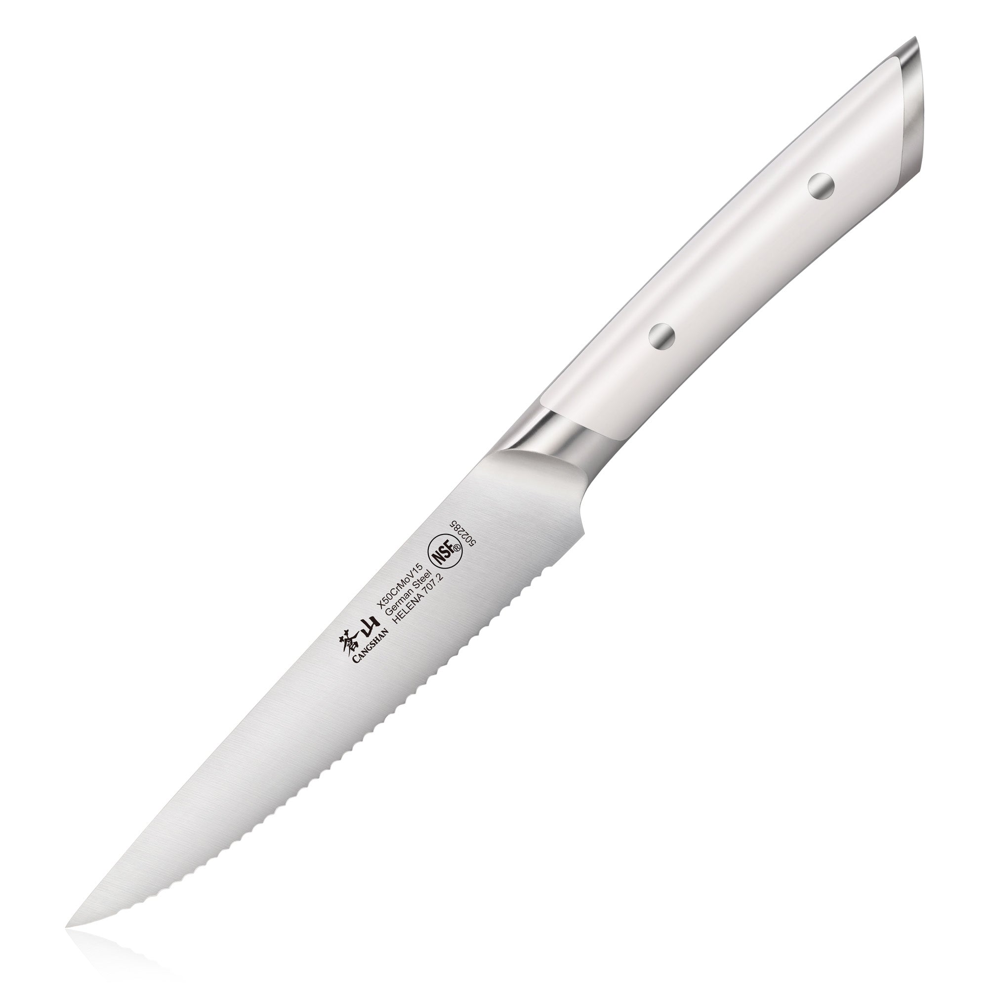 Cangshan 502285 HELENA Series 5-Inch Serrated Utility Knife - White
