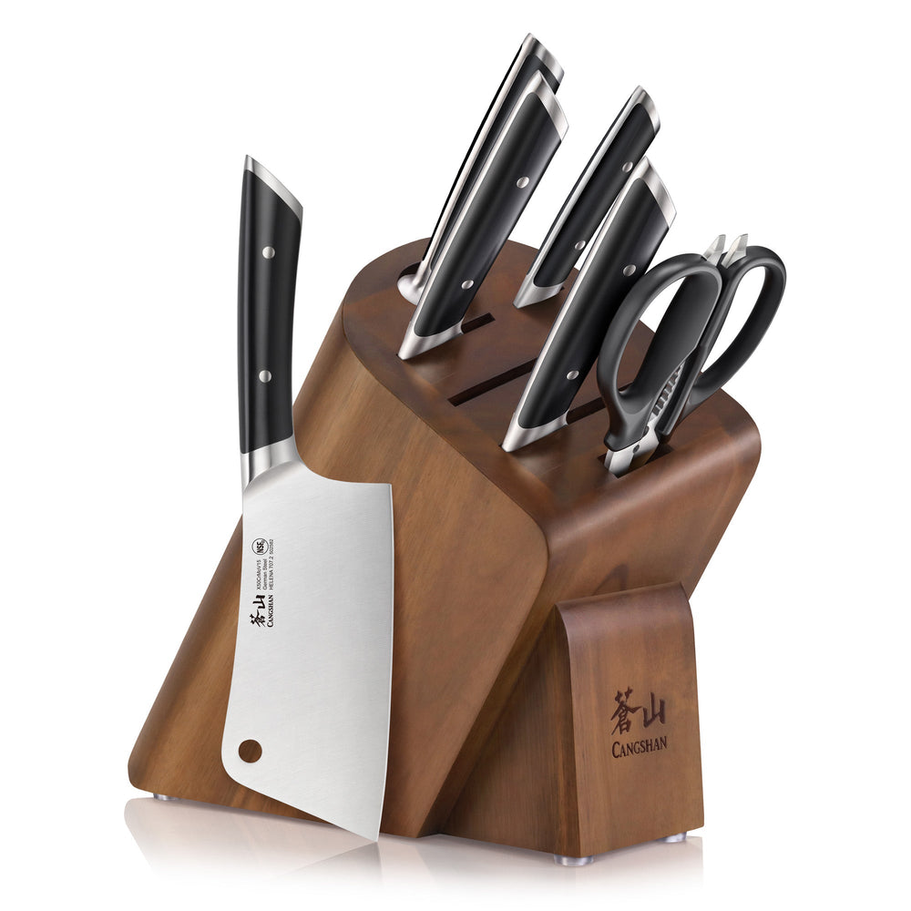 Cangshan 503244 HELENA Series Cleaver Knife Block Set - Black / 7-Piece