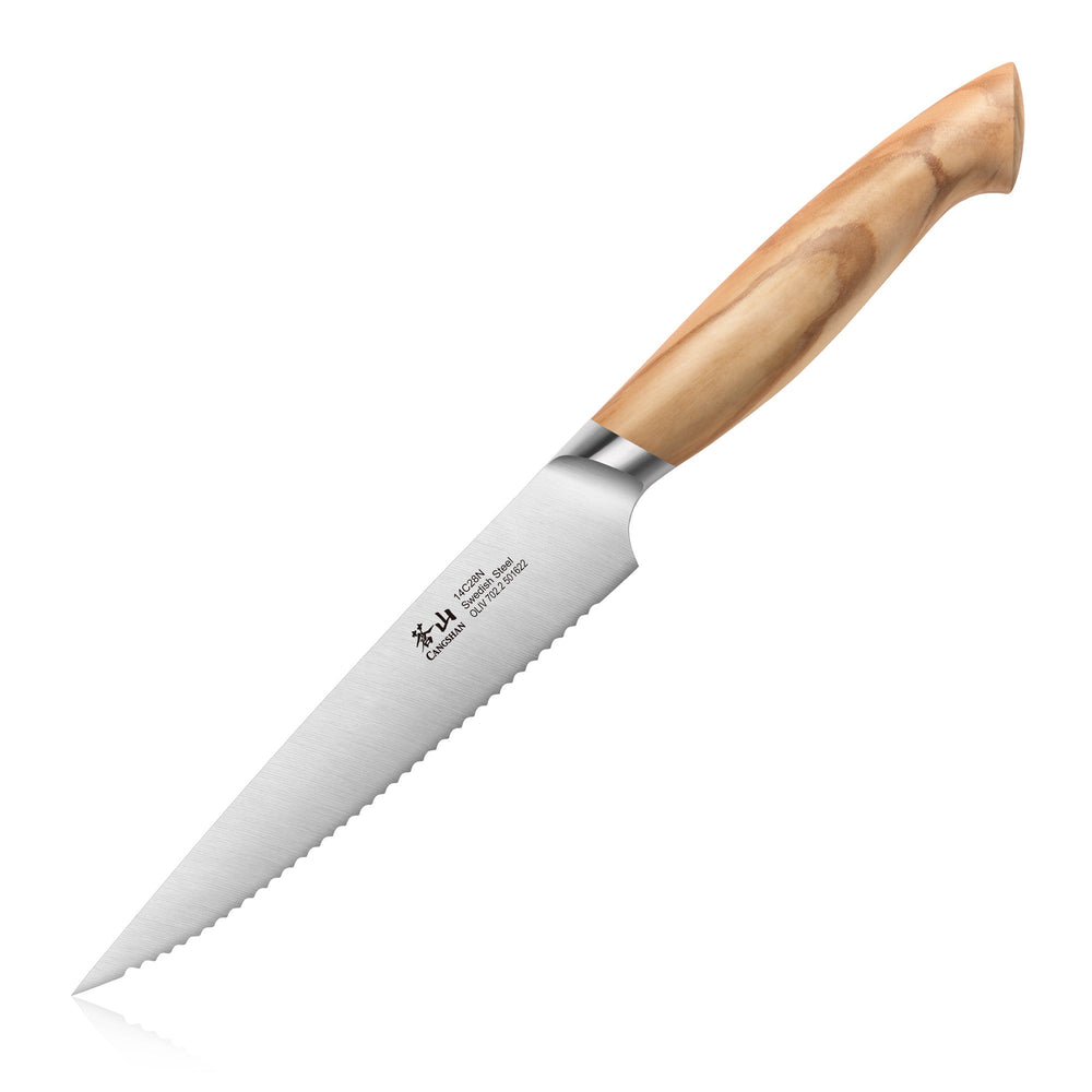 Cangshan 501622 OLIV Series 5-Inch Serrated Utility Knife