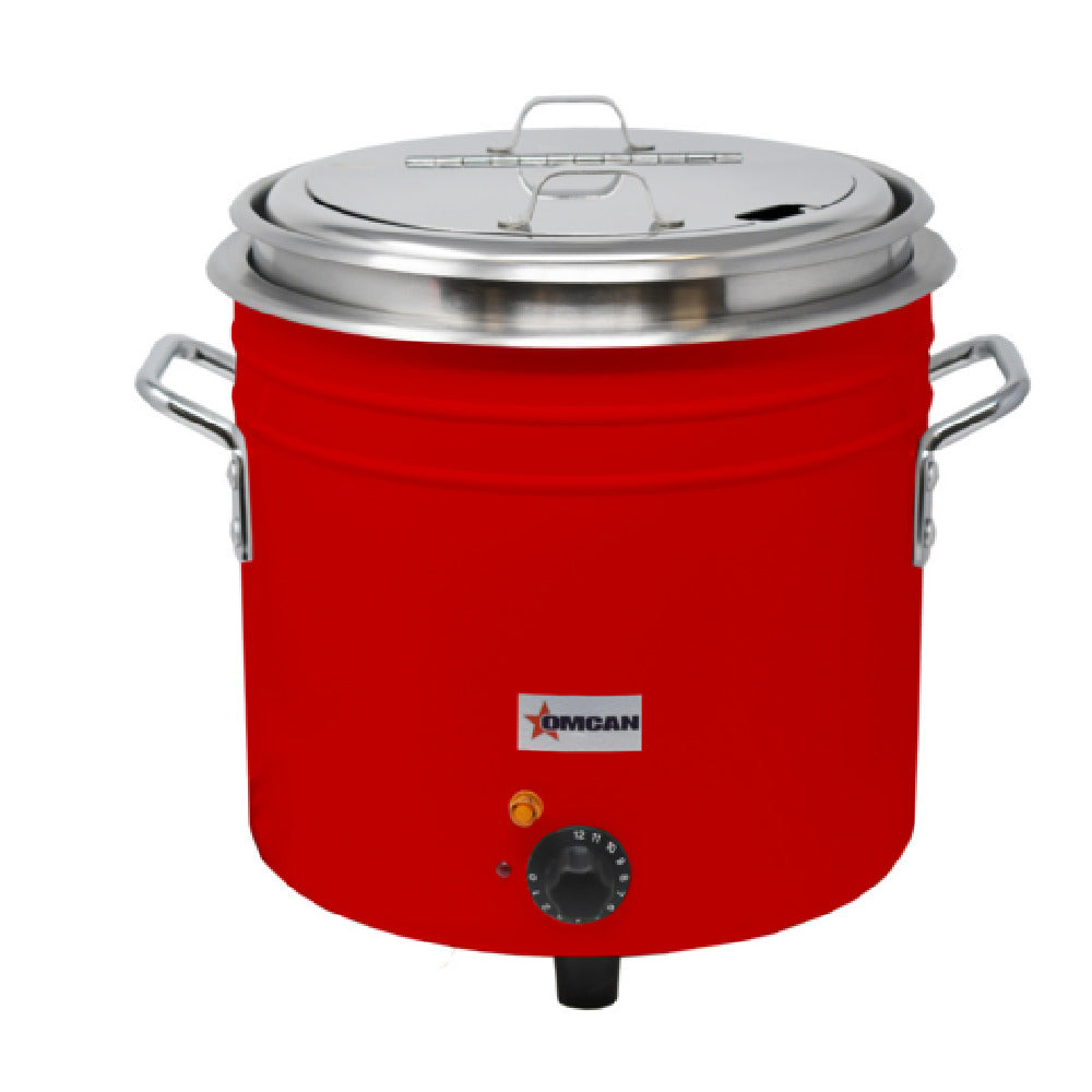 Omcan 44426 16 Inch Electric Soup Kettle 11 Quart Ceramic Red