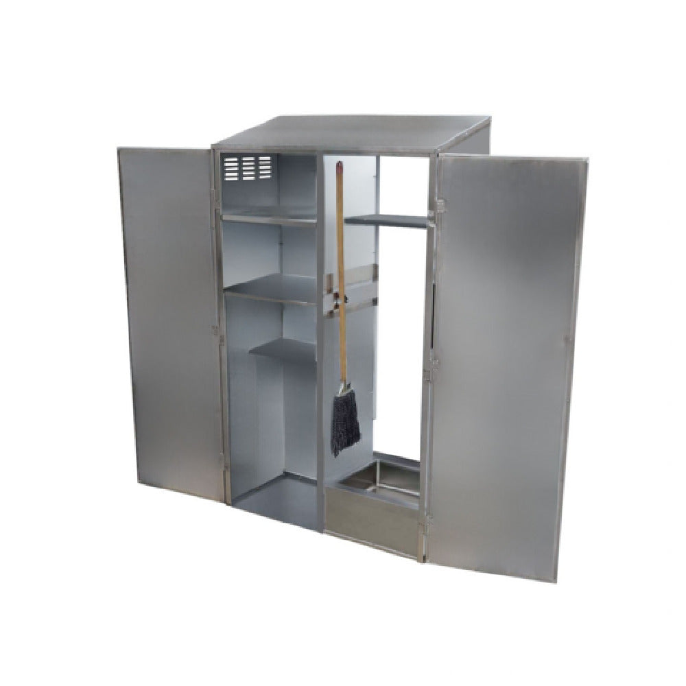 Omcan 48232 50-1/4 Inch Janitor Cabinet with Right Mop Sink Stainless Steel