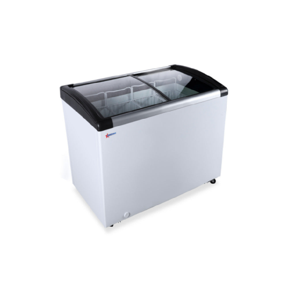Omcan 47752 43 Inch Ice Cream Freezer 6.7 Cu Ft Two Sections White Aluminum