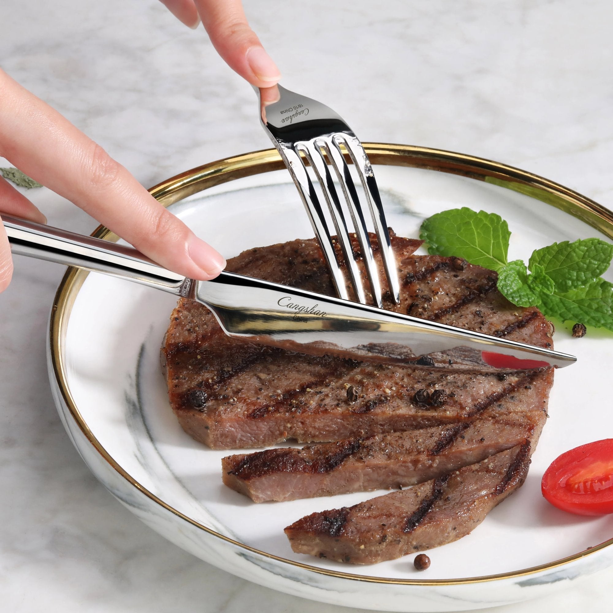Cangshan 505156 RAIN II 47-Piece Flatware Set