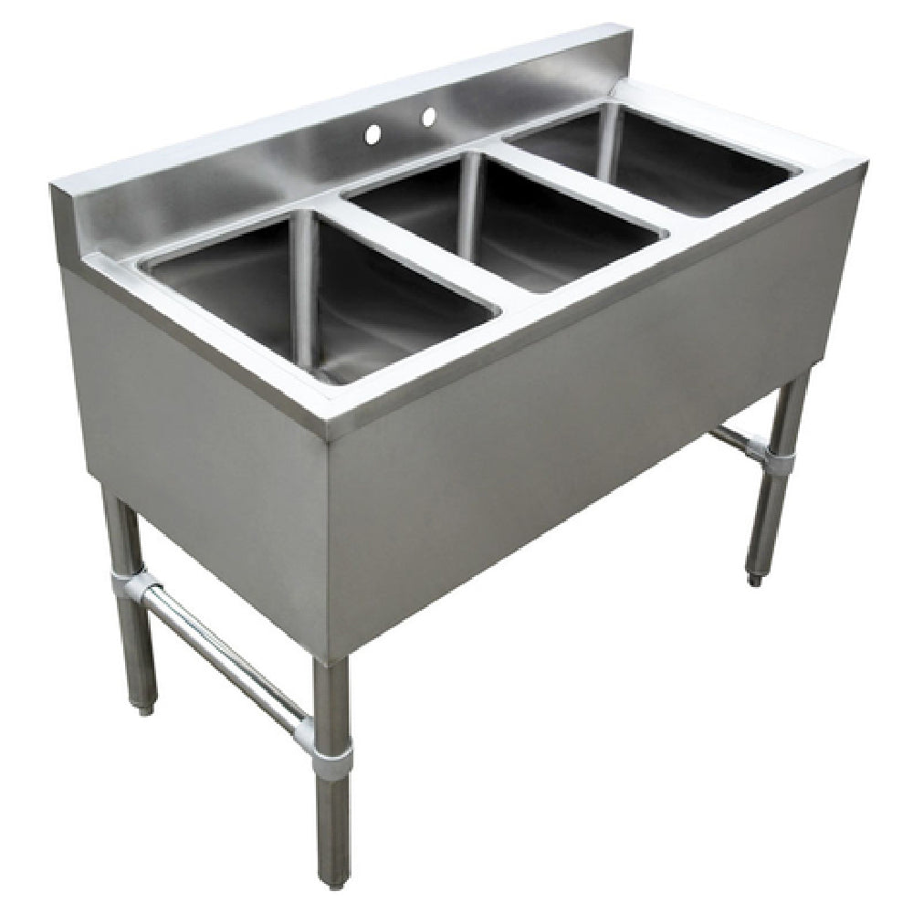 Omcan 44601 38 Inch Stainless Steel Under Bar Sink with Three Compartments