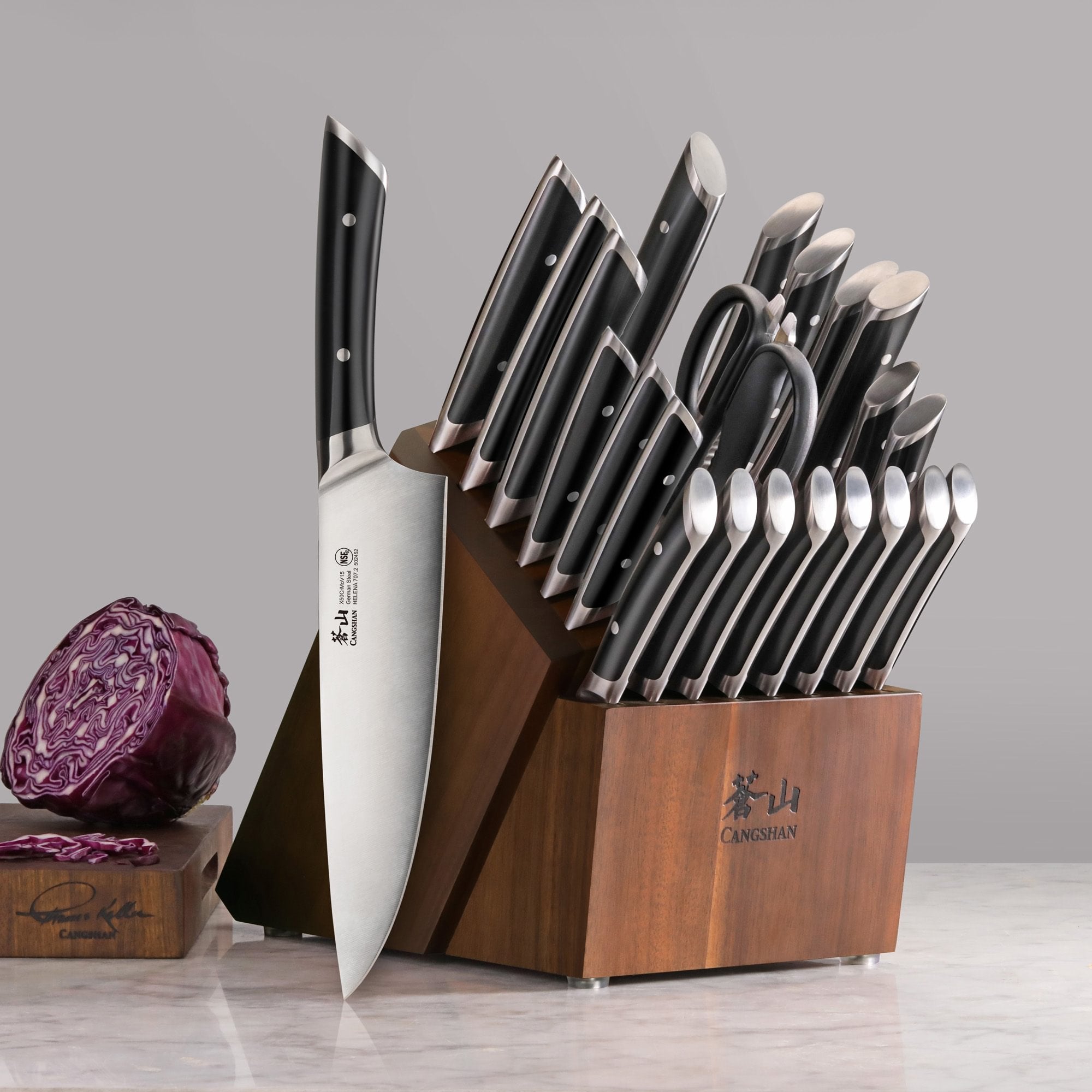 Cangshan 503336 HELENA Series 23-Piece Knife Block Set - Black / 23-Piece