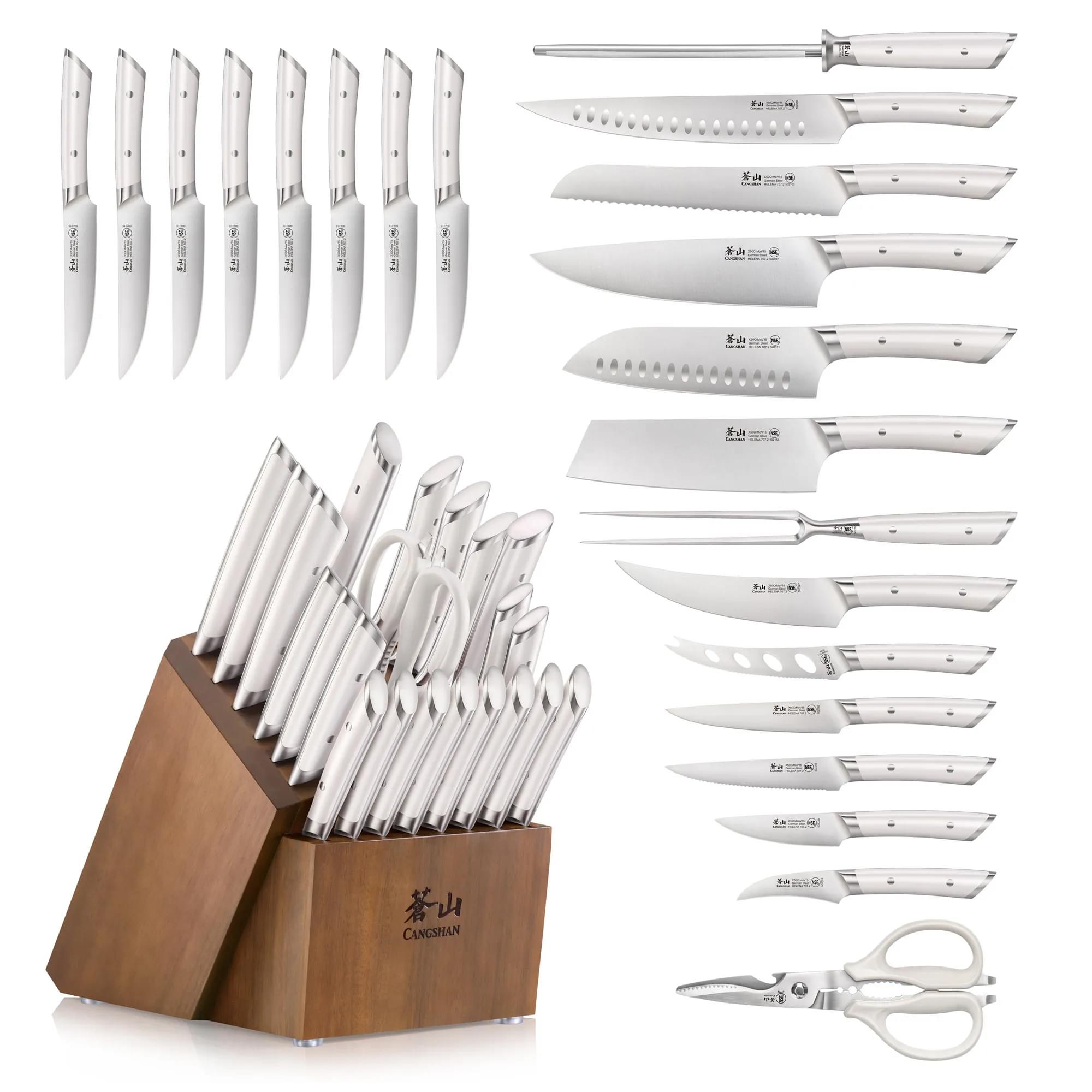 Cangshan 503510 HELENA Series 23-Piece Knife Block Set - White / 23-Piece