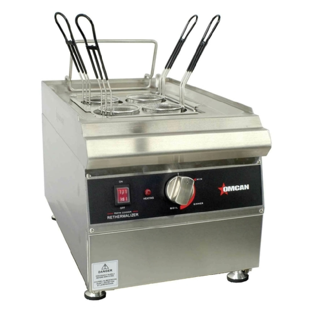 Omcan 41882 14 Inch Electric Pasta Cooker with Sliding Front Door Stainless Steel