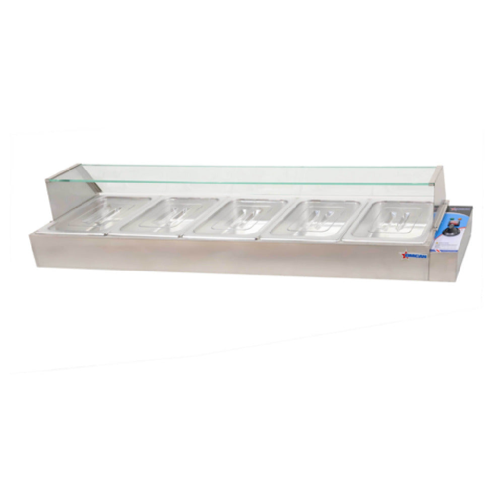 Omcan 43055 56-1/2 Inch Electric Bain Marie Countertop Food Pan Warmer