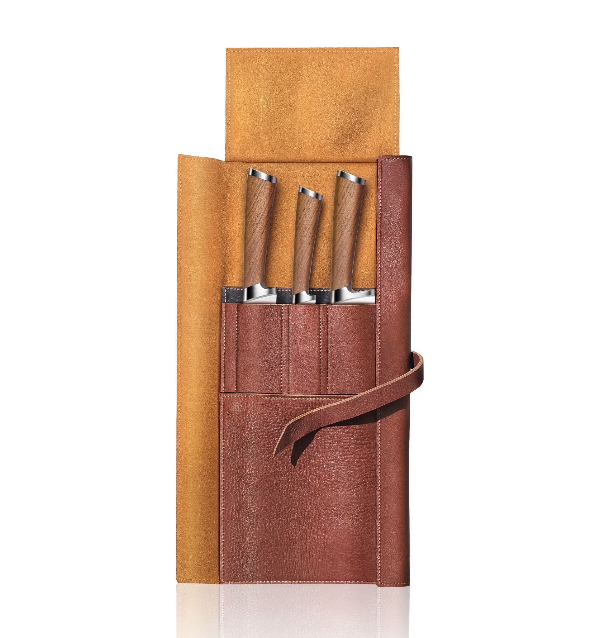 Cangshan 59939 H1 Series 4 Piece Leather Roll Knife Set