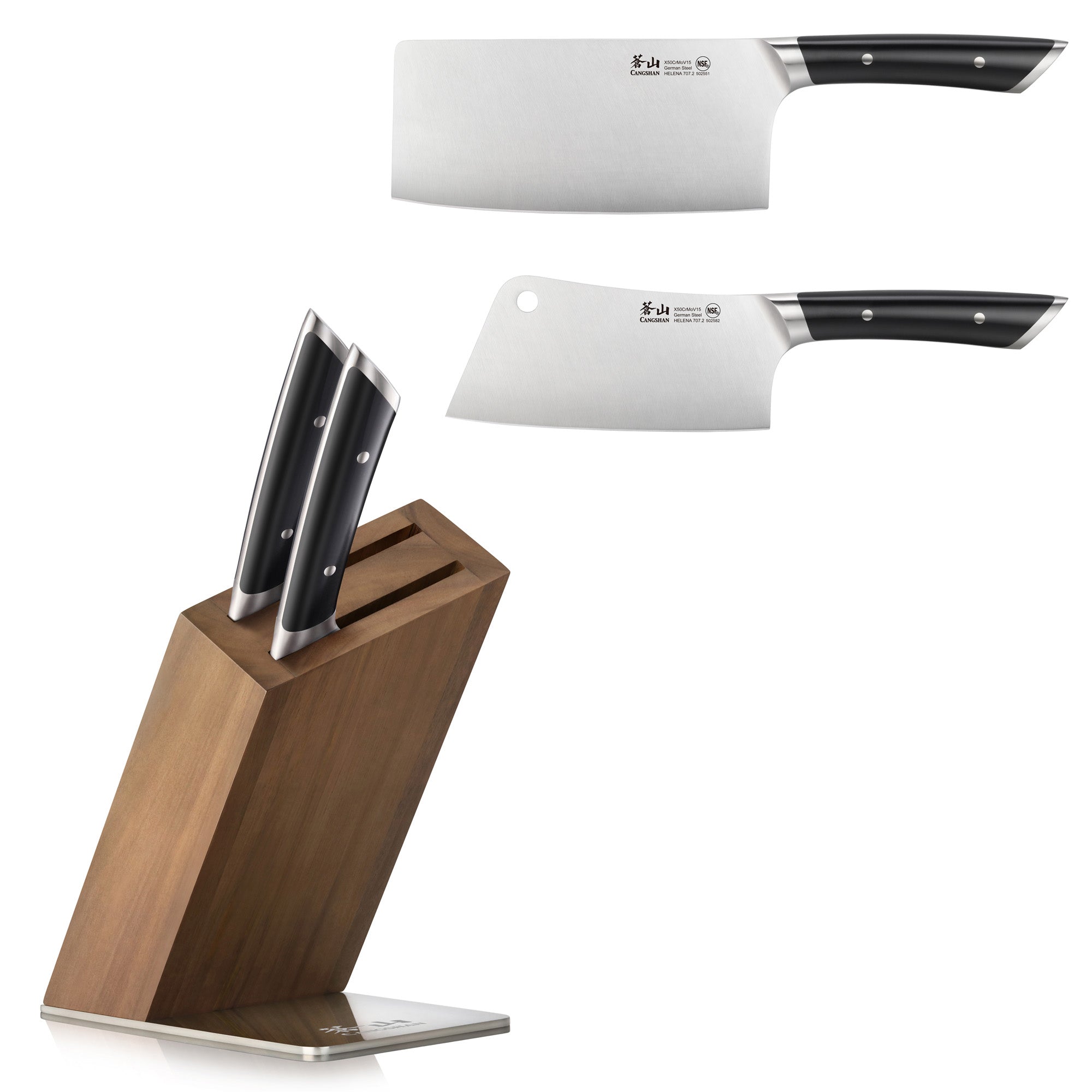 Cangshan 503398 HELENA Series Cleaver Knife Block Set - White / 3-Piece