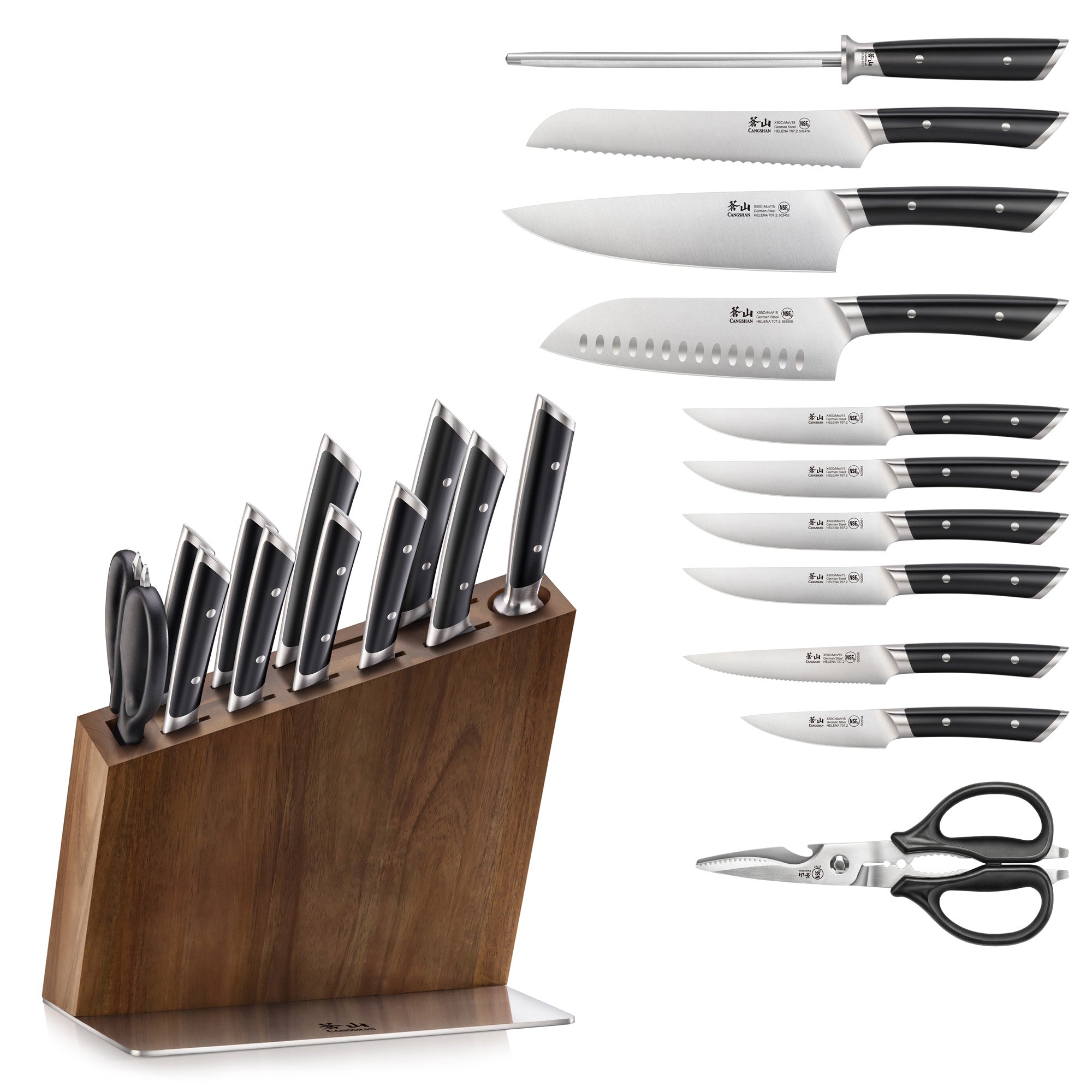 Cangshan 503305 HELENA Series 12-Piece Knife Block Set - 12-Piece / Black